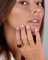 Ring La La Love Big Heart mit Rauchquarz - gold