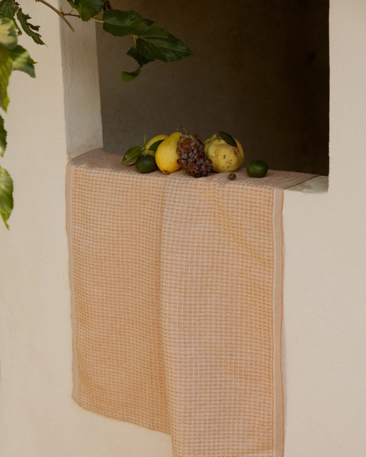 Leinen-Handtuch MAIJA - Weiß-Zimt (48 x 70 cm)