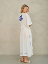 Kleid Laney mit Stickerei - Blau