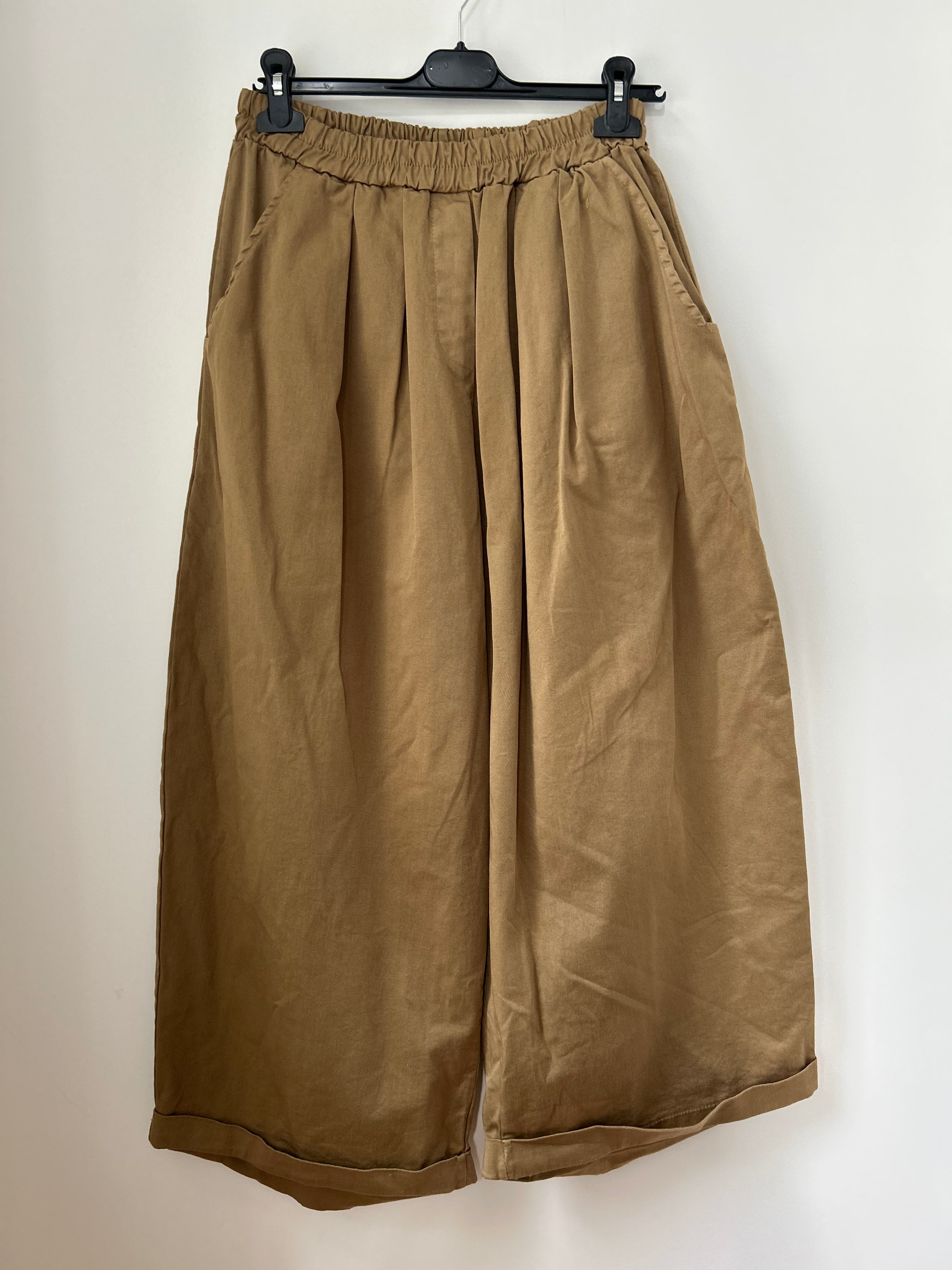 Warme Culotte Palazzo-Hose - camel