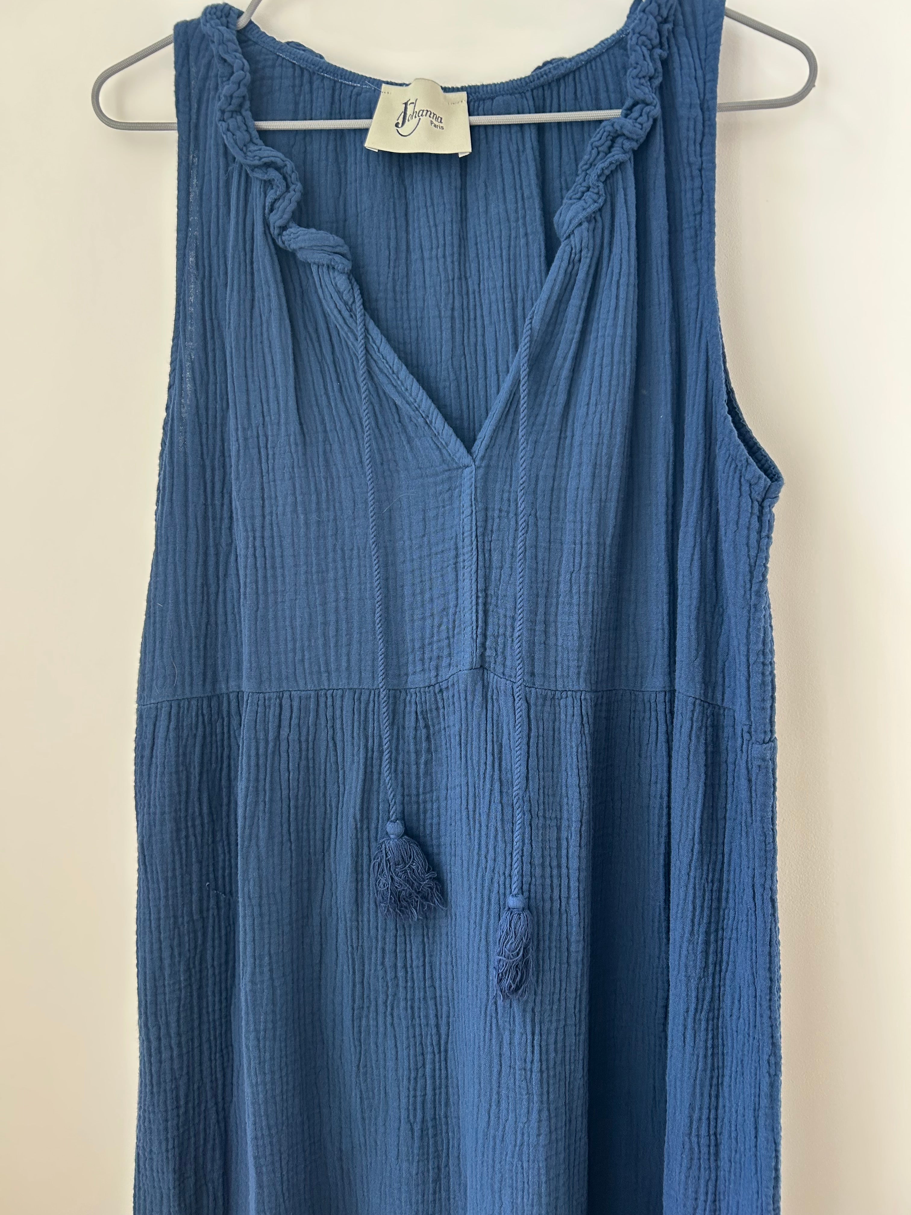 Ärmelloses Kleid mit Bommeln - dunkelblau