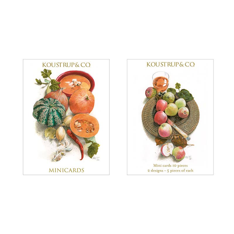 Minikarten-Set Kürbisse und Äpfel - Geschenkkarten mit Umschlägen (10 Stk.)