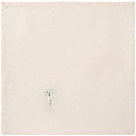 Stoffserviette Flora mit Stickerei - Doldenblume weiß