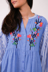 Blaues Bestricktes Kleid
