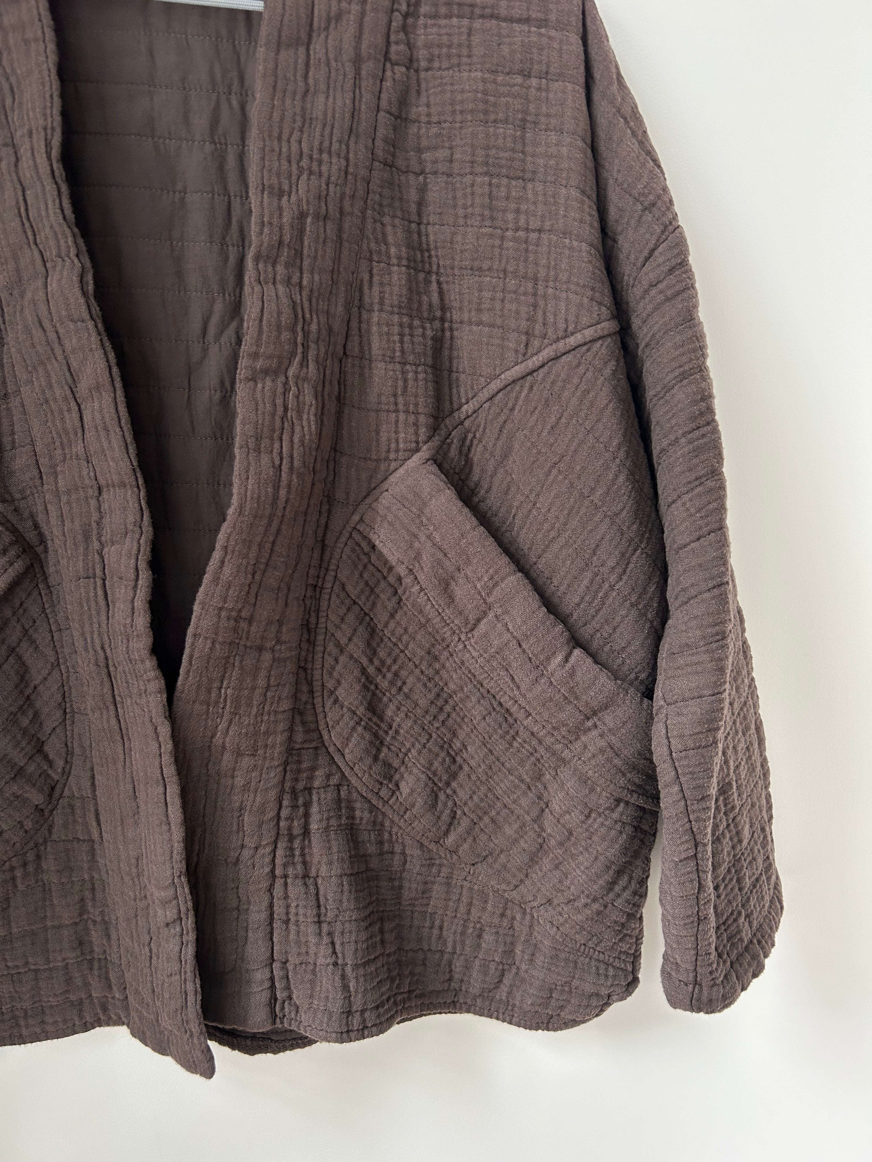 Kimono-Jacke - dunkelbraun