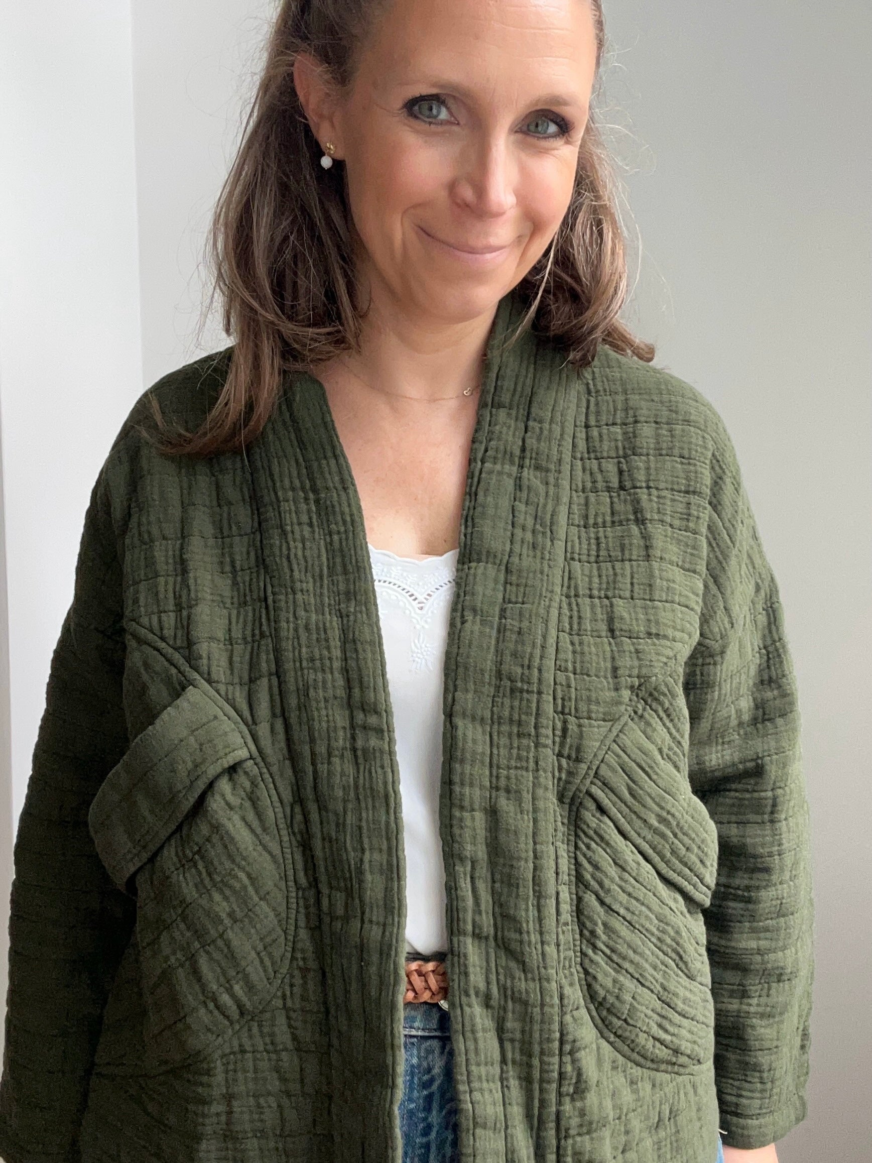 Kimono-Jacke - dunkelgrün