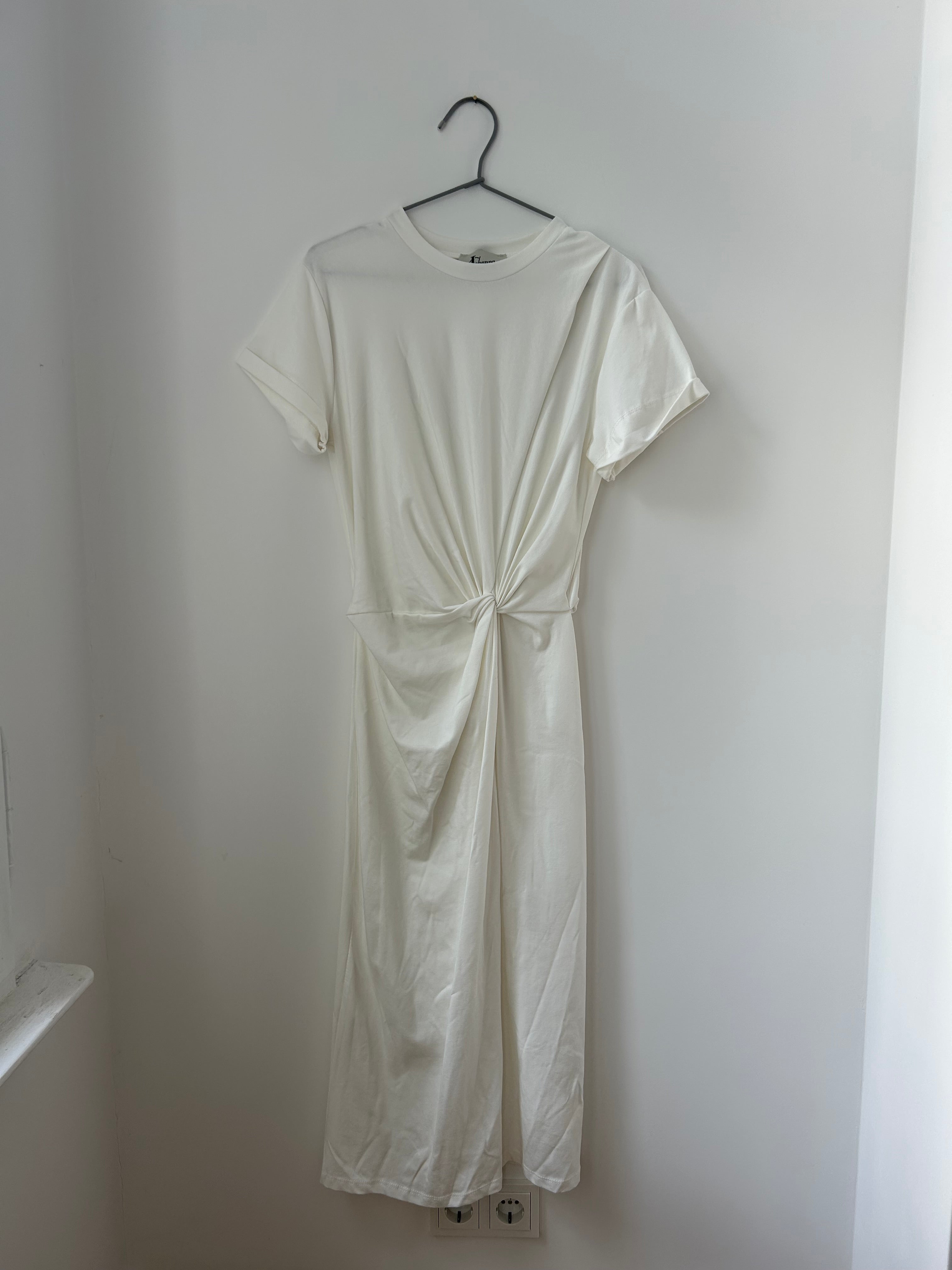 Jerseykleid mit Raffung - weiss