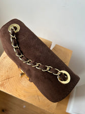 kleine Handtasche aus Wildleder - schokoladenbraun