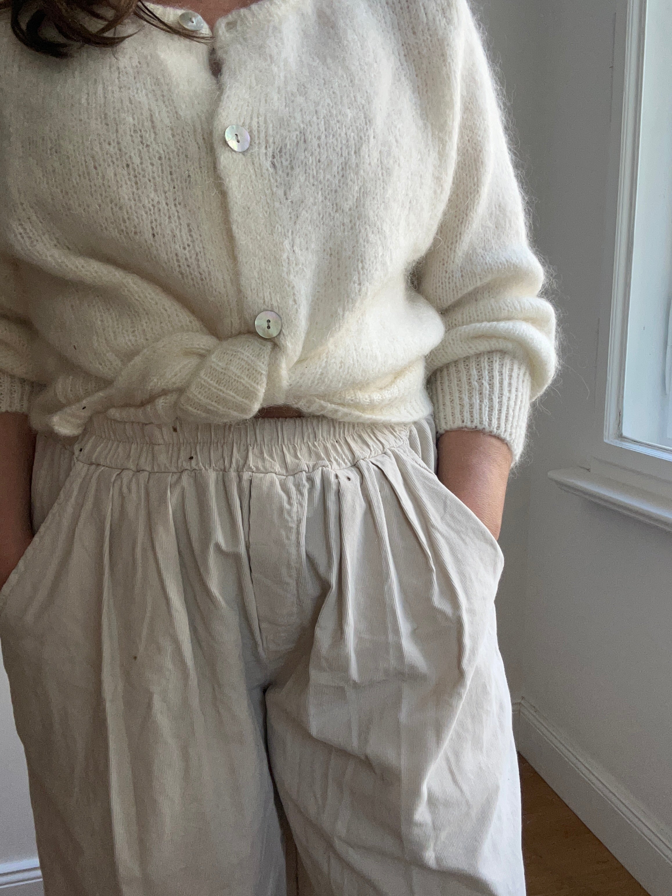 Warme Culotte Palazzo-Hose - Babycord Creme