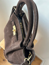 große Handtasche aus Wildleder - dunkelbraun