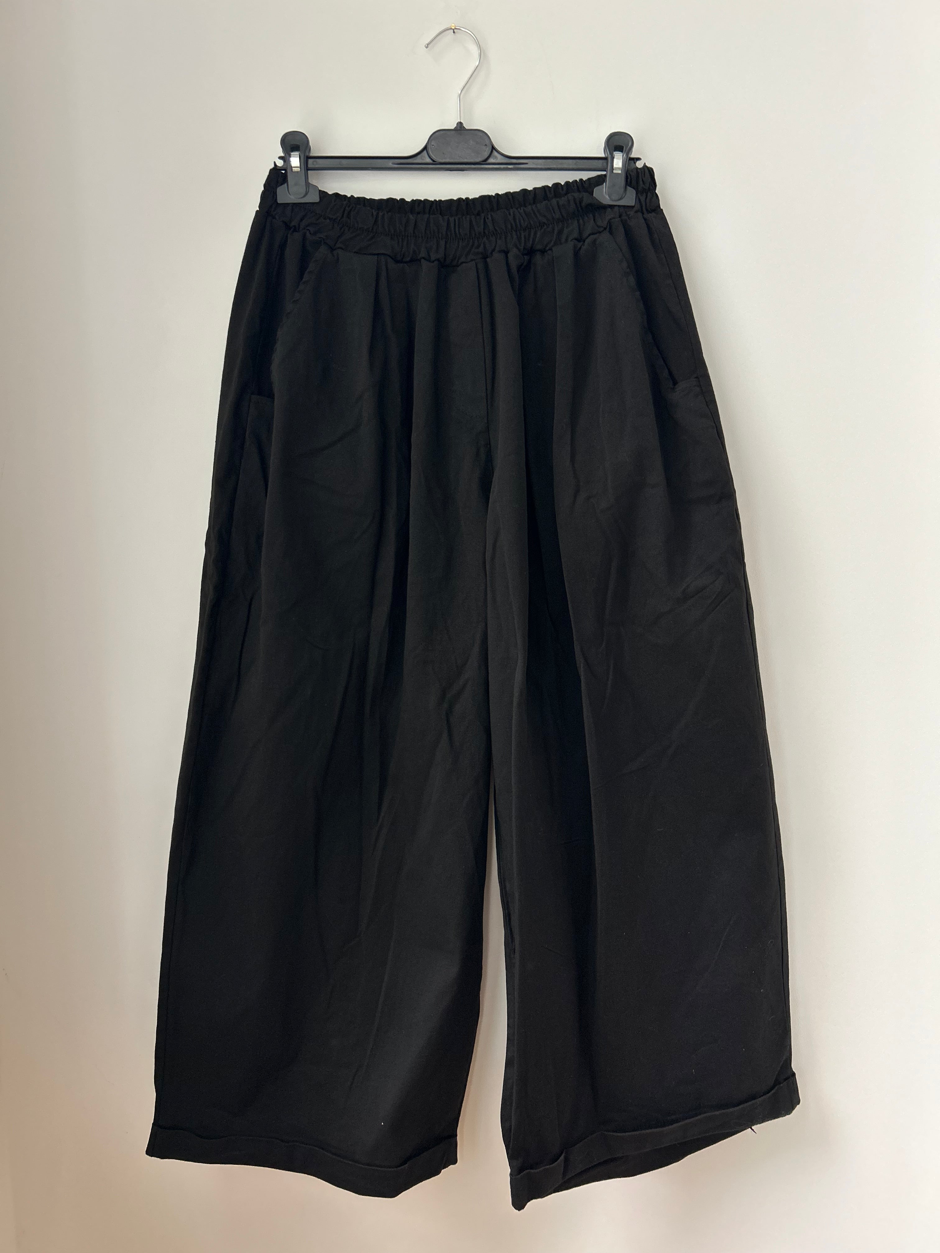 Warme Culotte Palazzo-Hose - schwarz