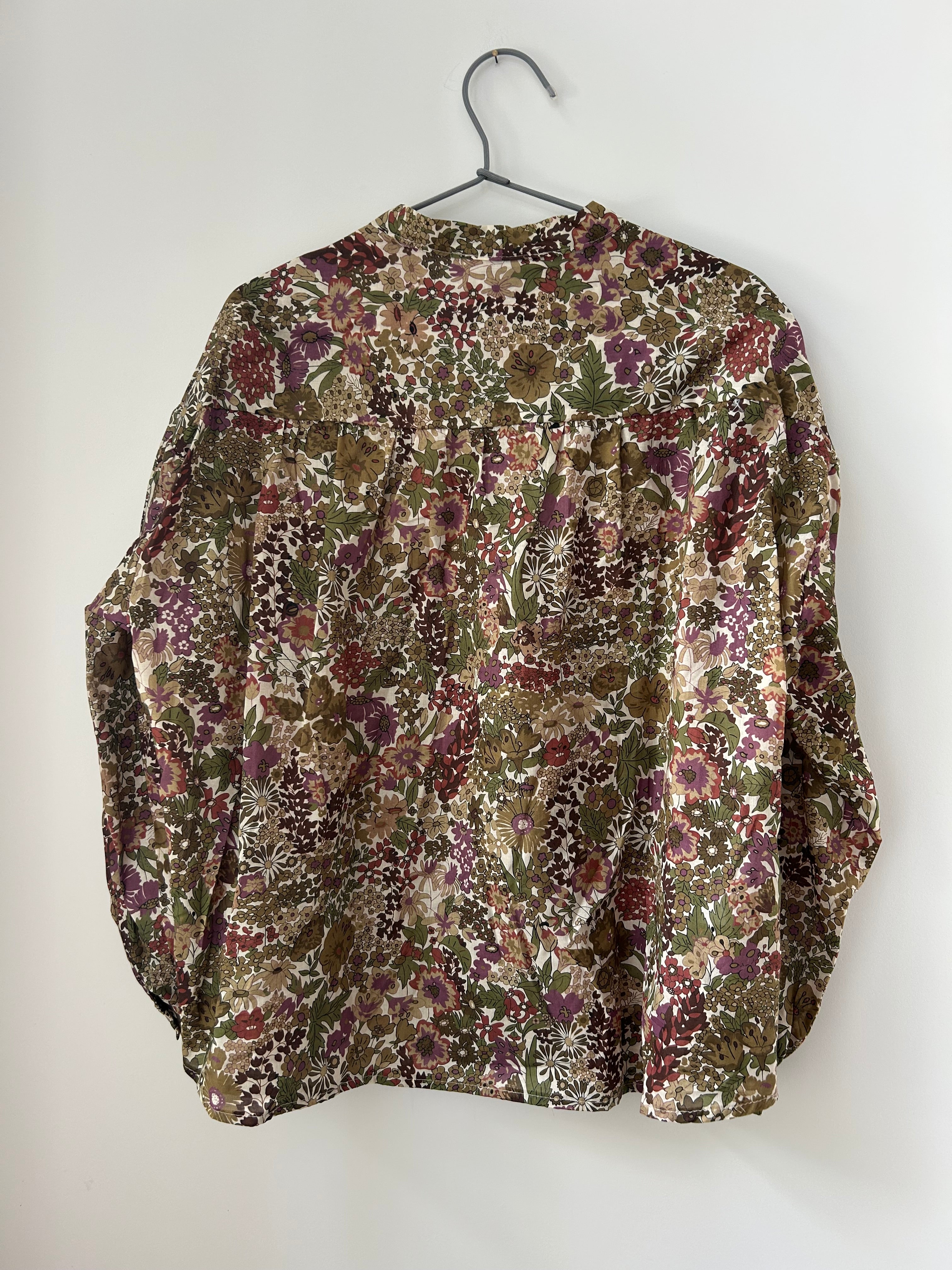 Langarmbluse mit Blumenmuster - rosa