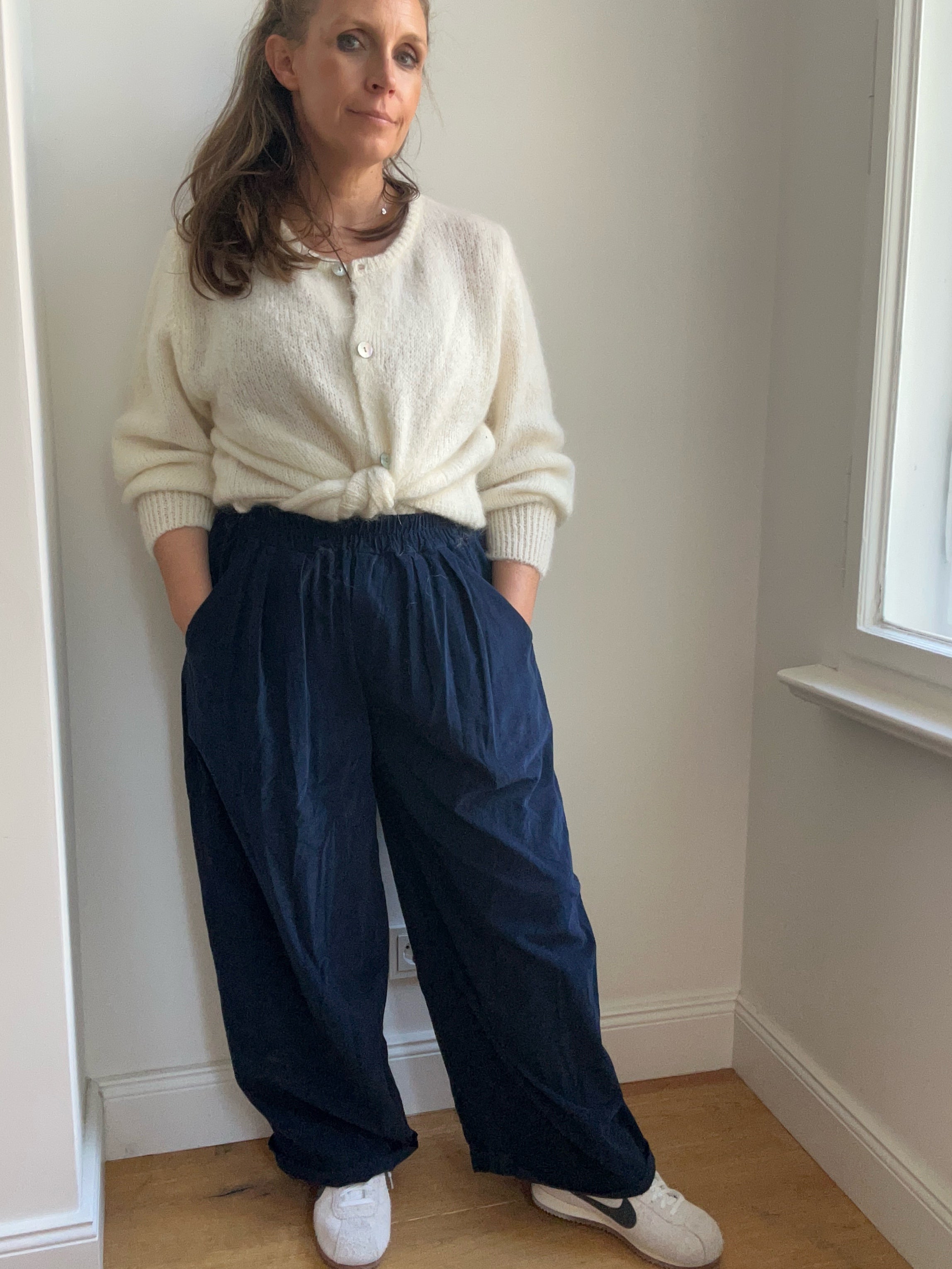 Warme Culotte Palazzo-Hose - Babycord Navy