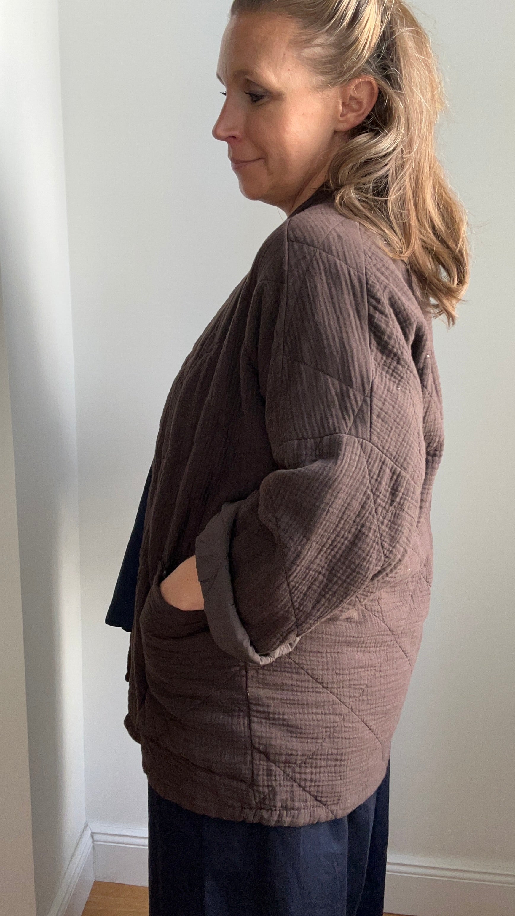 Lange Kimono-Jacke - braun