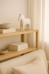 Handgeschnitzes Dala-Pferd – S 10 cm weiss