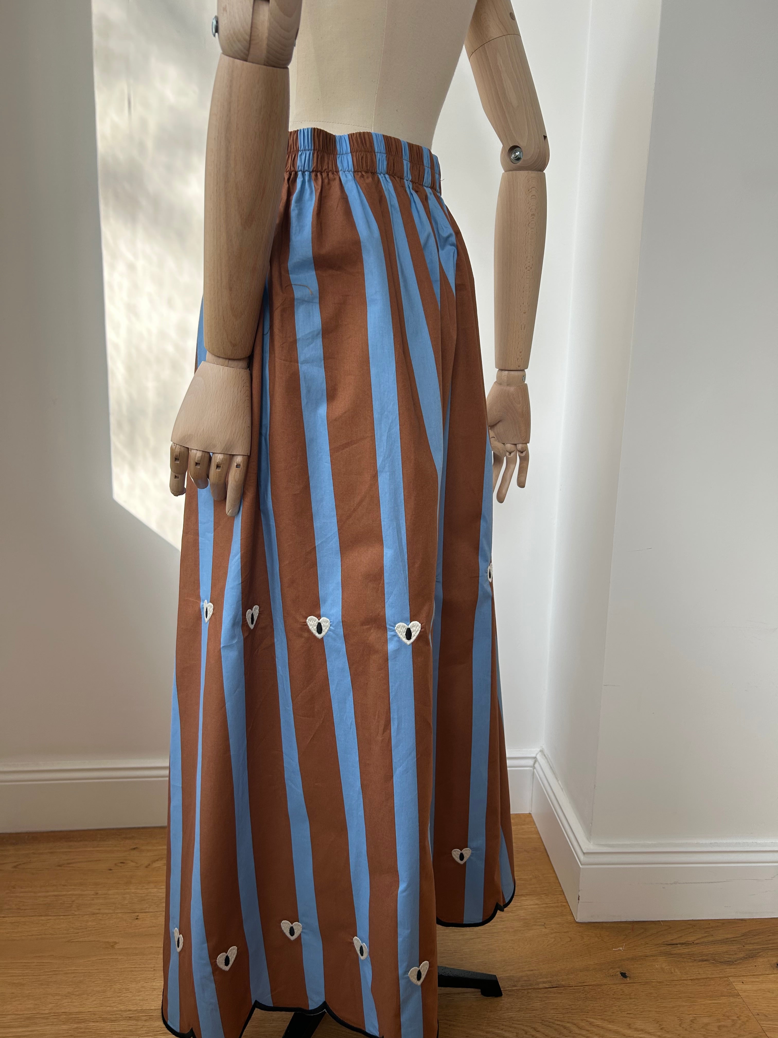 Rock mit Streifen - hellblau & braun