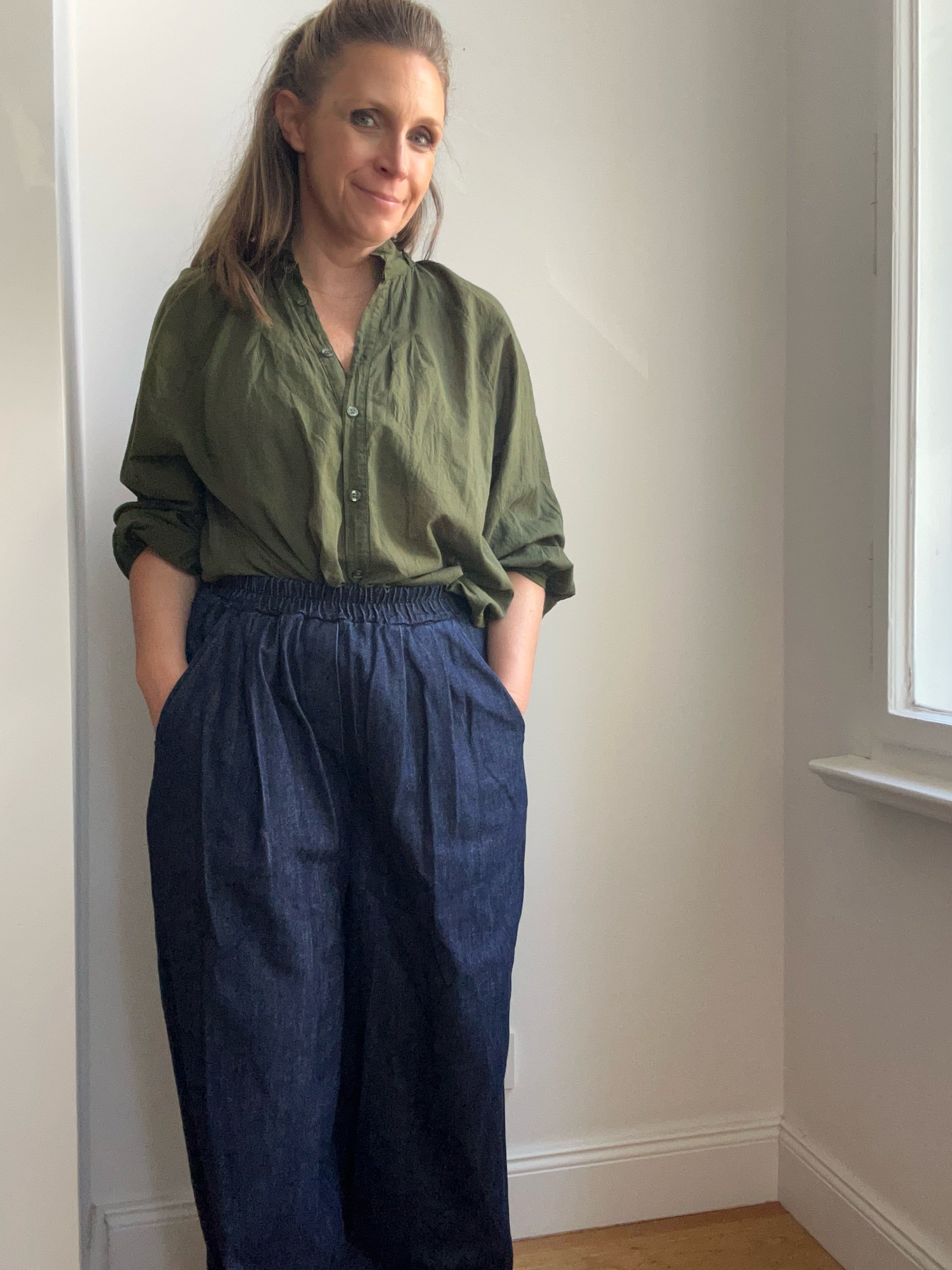 Warme Culotte Palazzo-Hose - Dark Denim