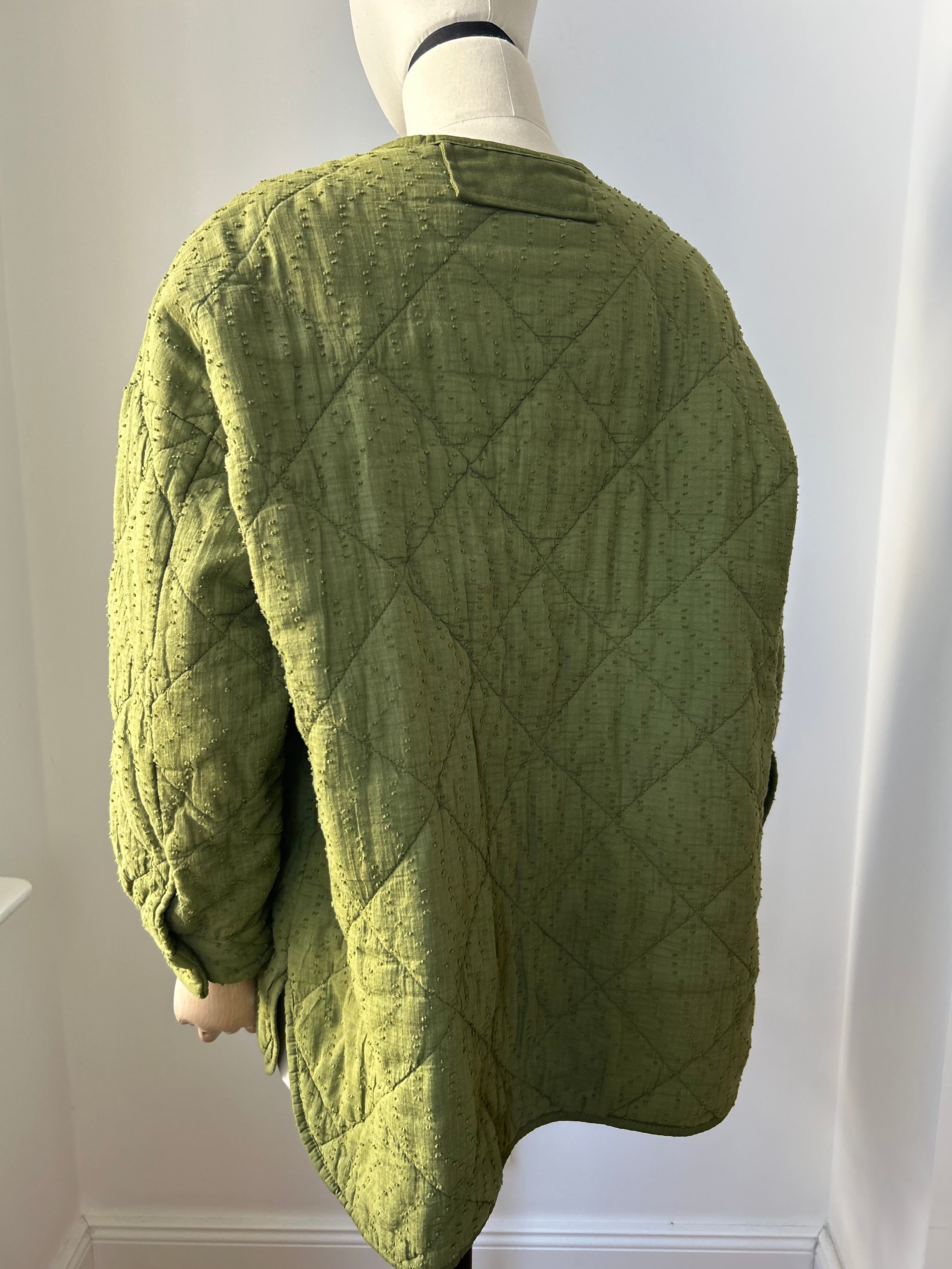 Gesteppte Jacke mit Struktur - grün