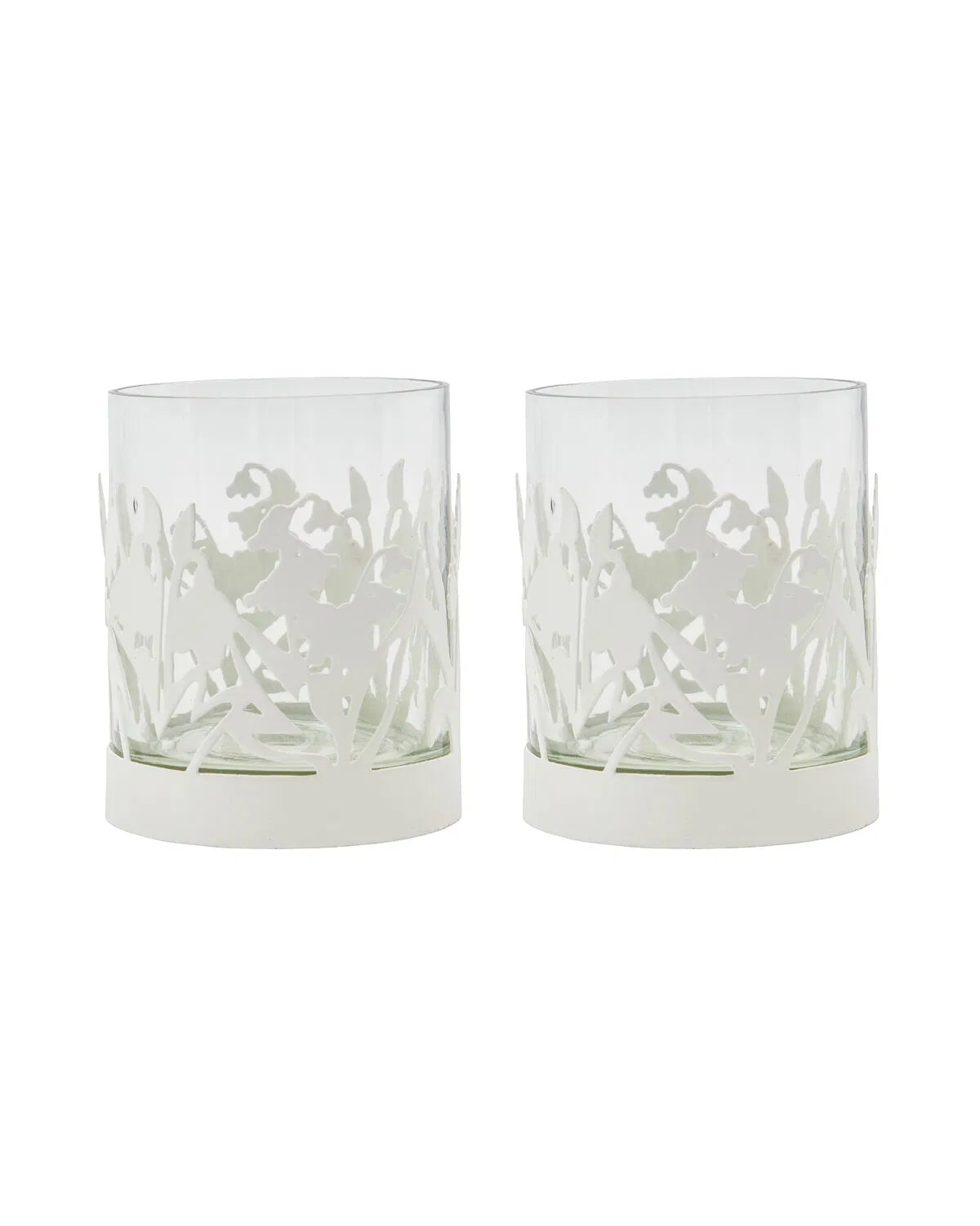 Teelichthalter Lily aus Eisen 2er-Set – Weiß