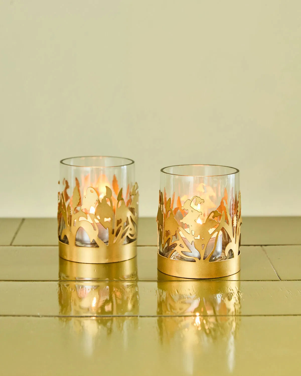 Teelichthalter Lily 2er-Set – Messing