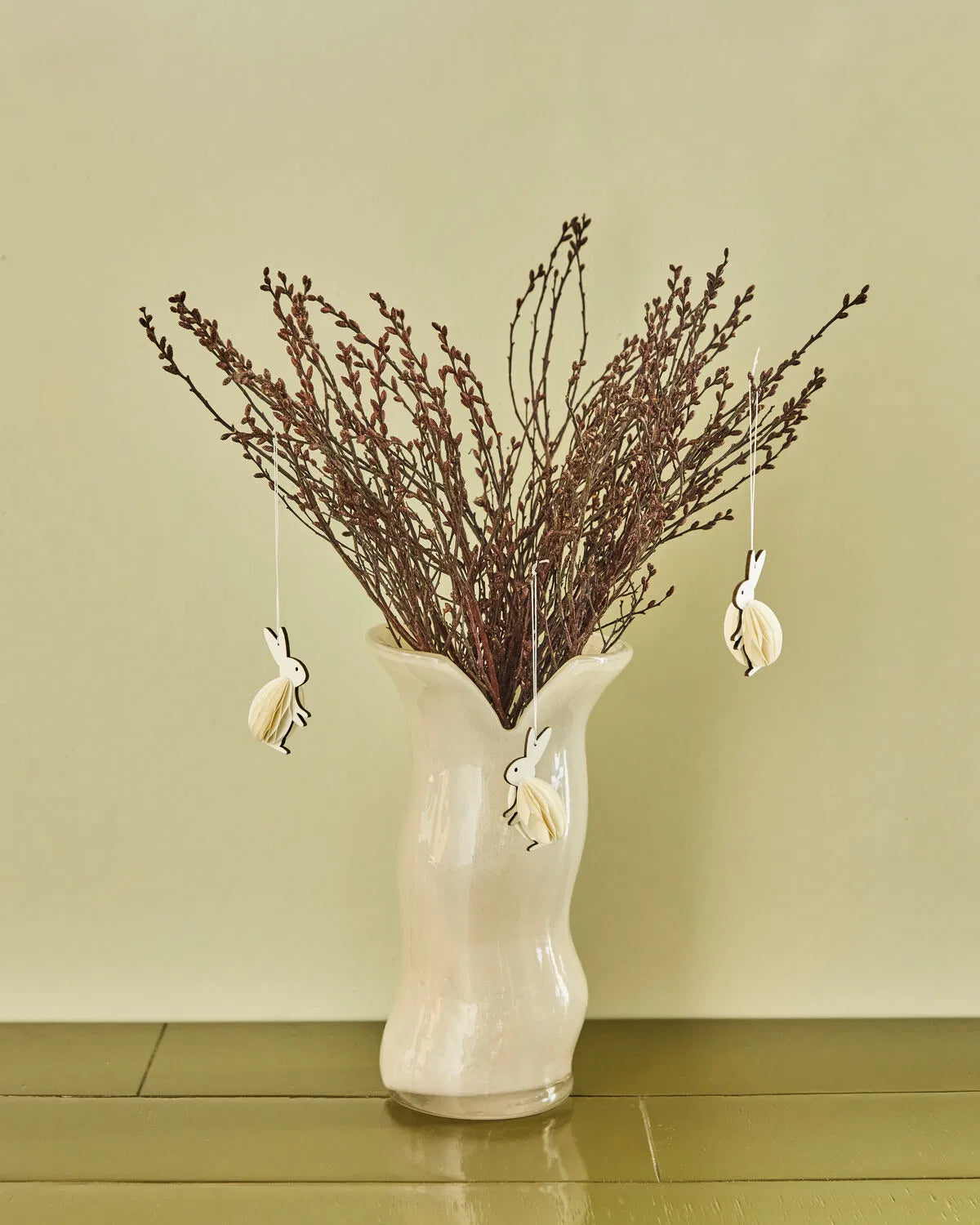 Osterschmuck Hasen aus Papier 6er-Set – Off-White