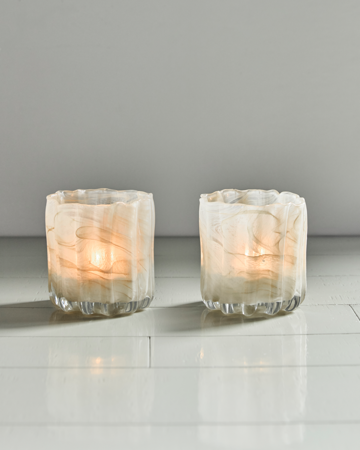 Teelichthalter Curl - beige 2er Set