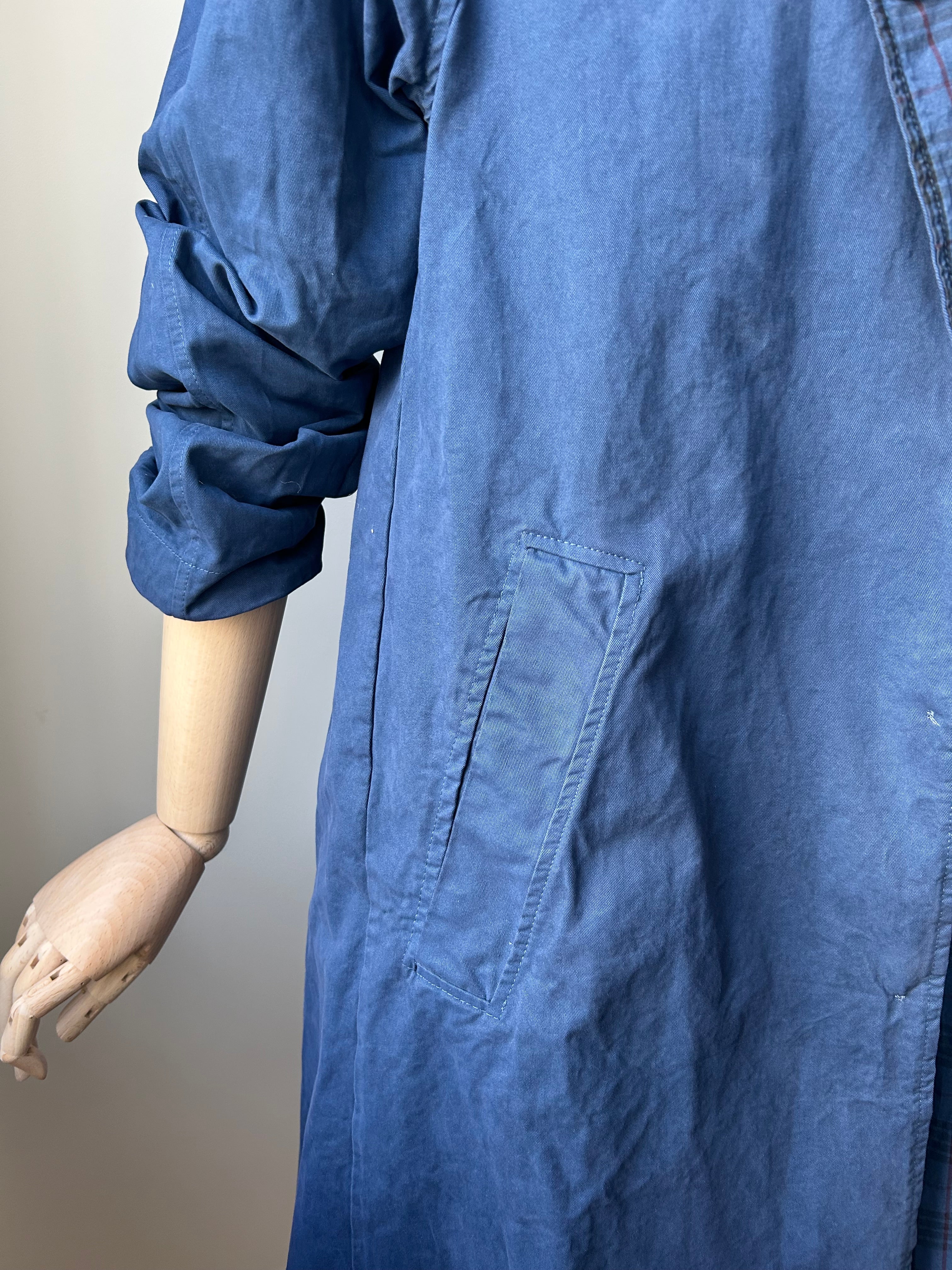 Wendemantel mit Karomuster - dunkelblau