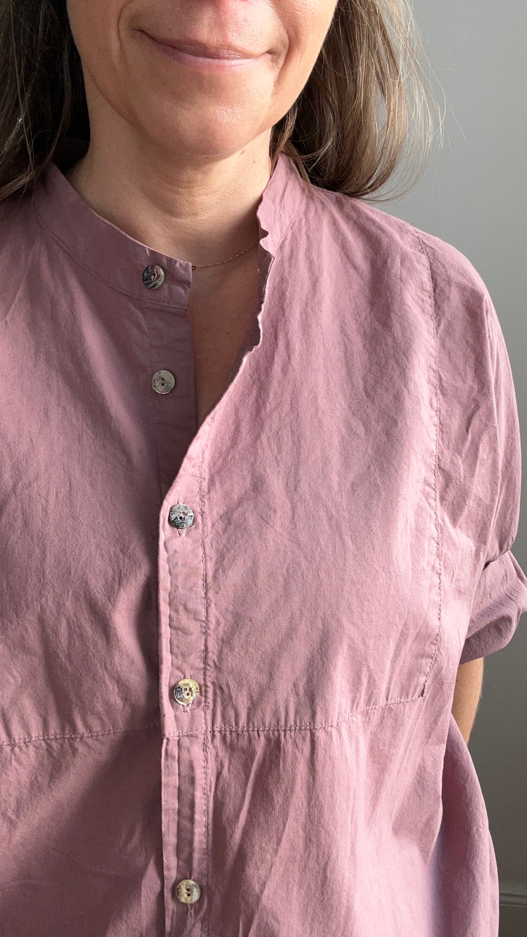 Schlichte Bluse zum Durchknöpfen – altrosa