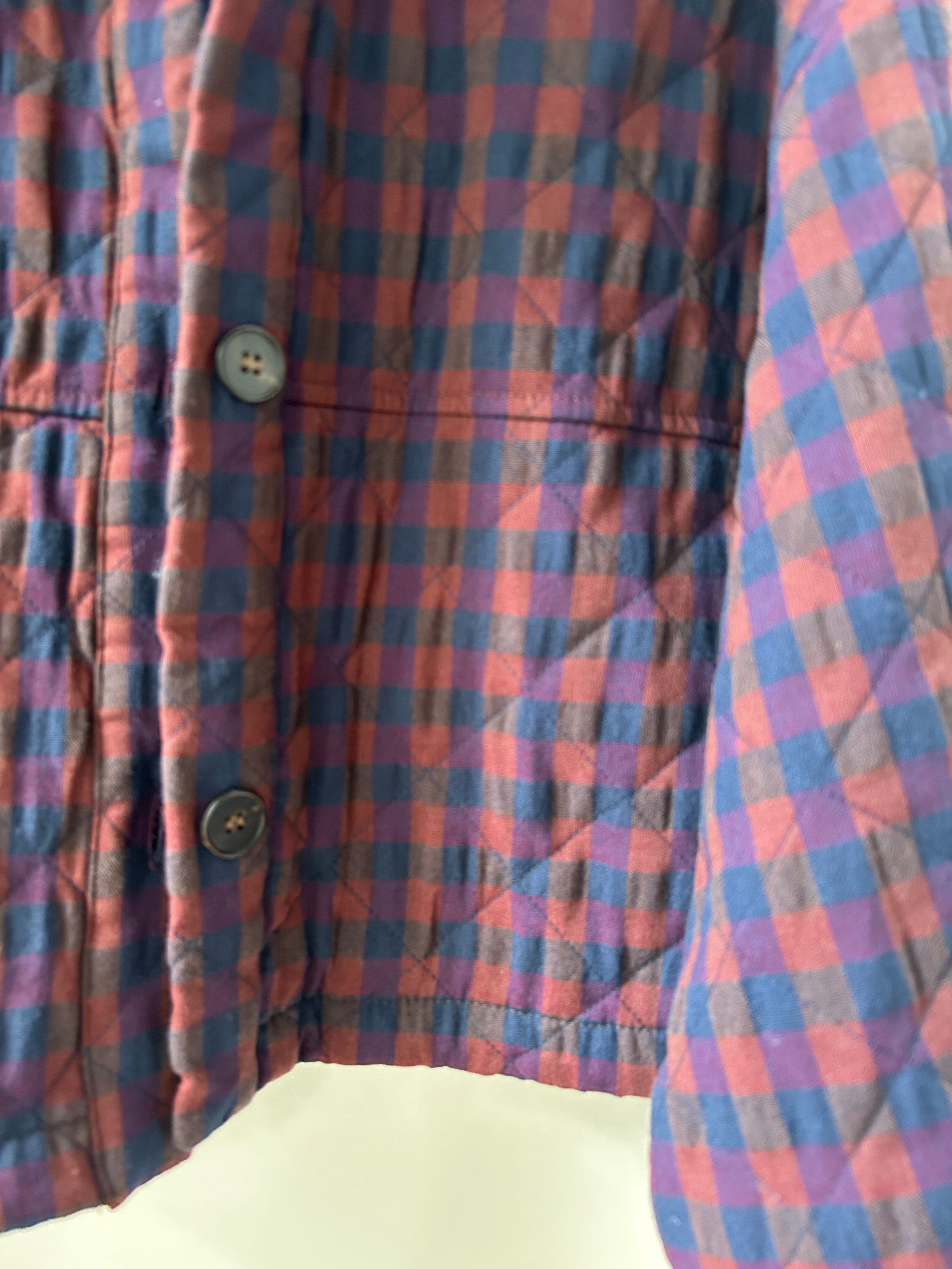 Kurze Herbstjacke kariert - Burgundy und Blau