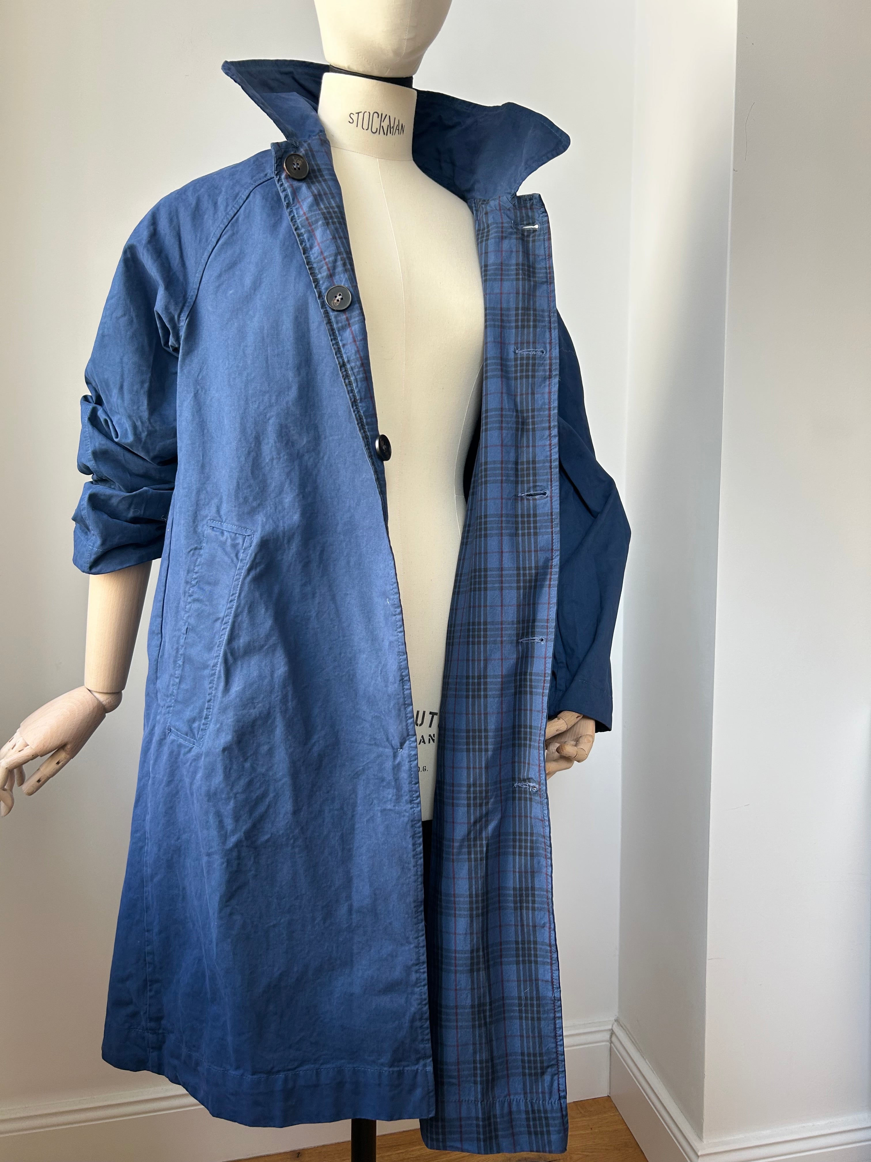 Wendemantel mit Karomuster - dunkelblau