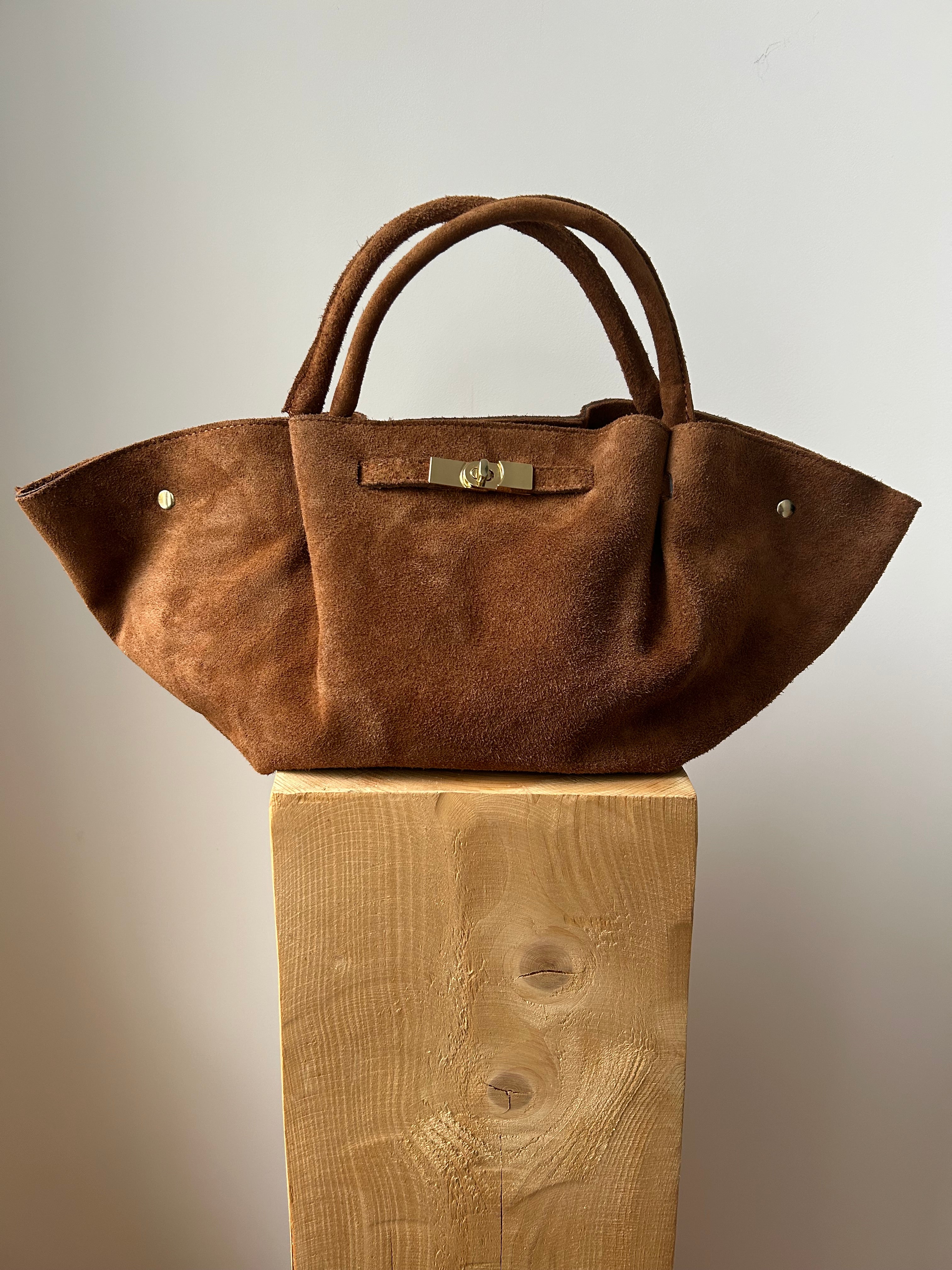 große Handtasche aus Wildleder - camel