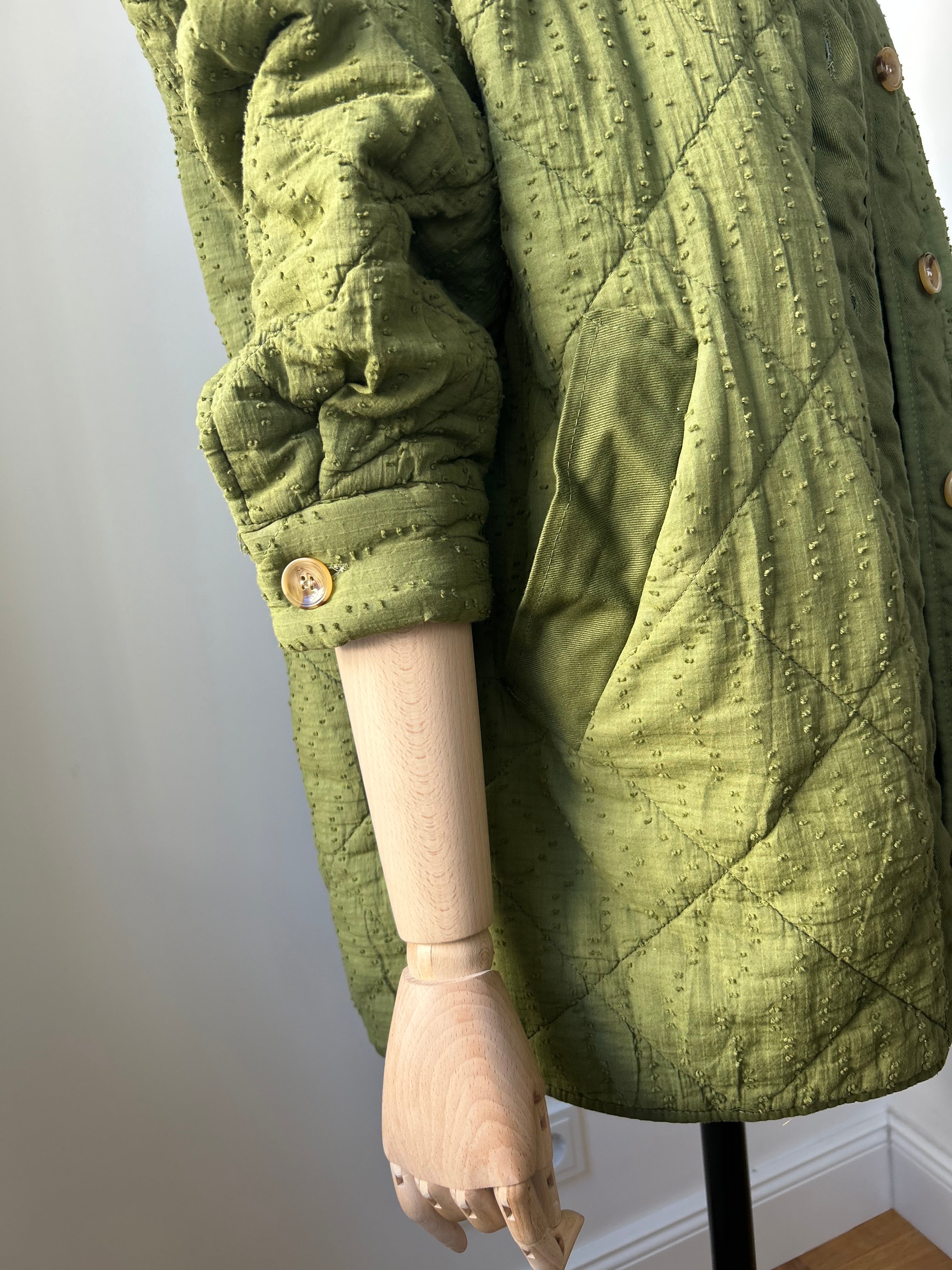 Gesteppte Jacke mit Struktur - grün