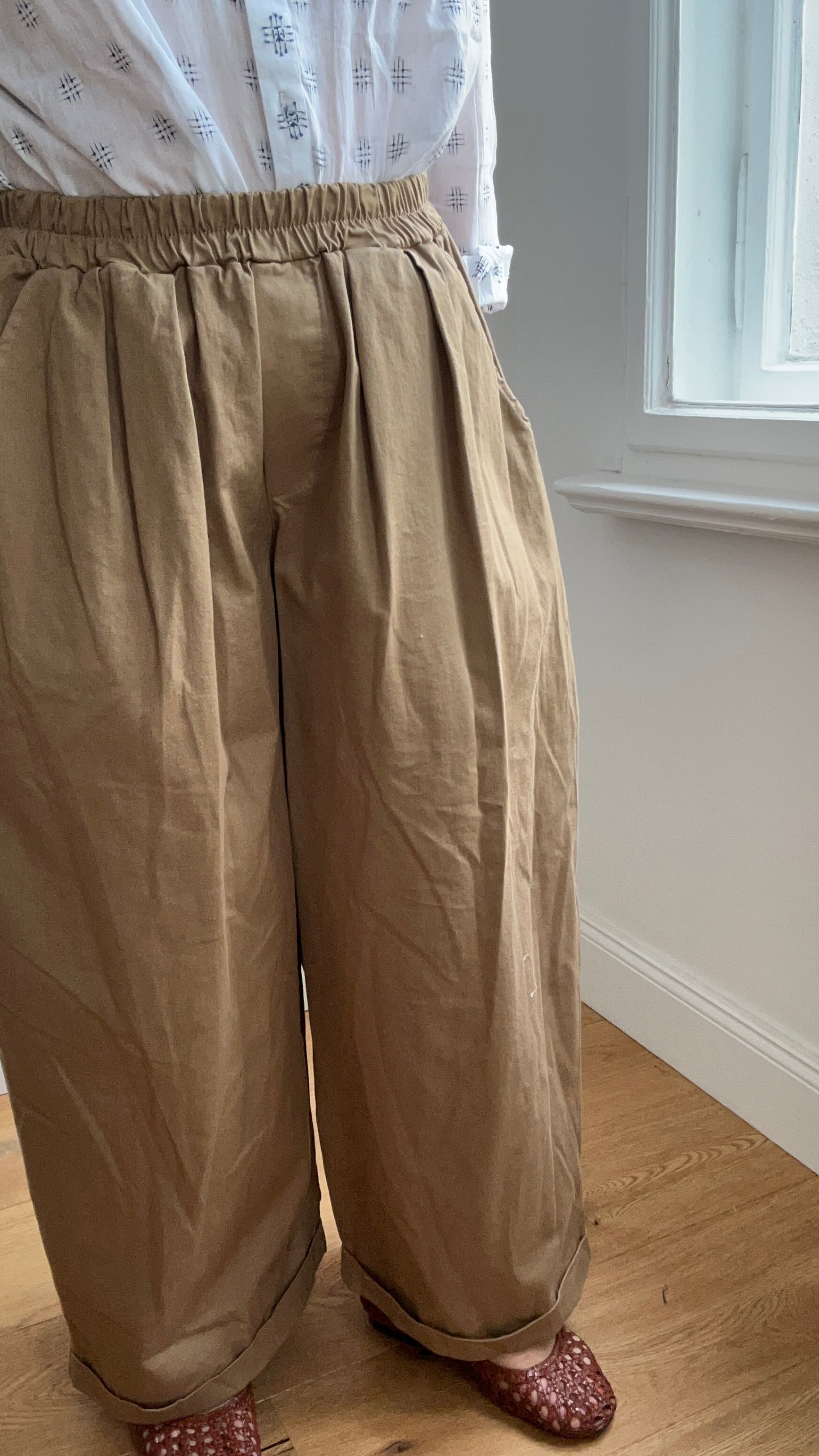 Warme Culotte Palazzo-Hose - camel