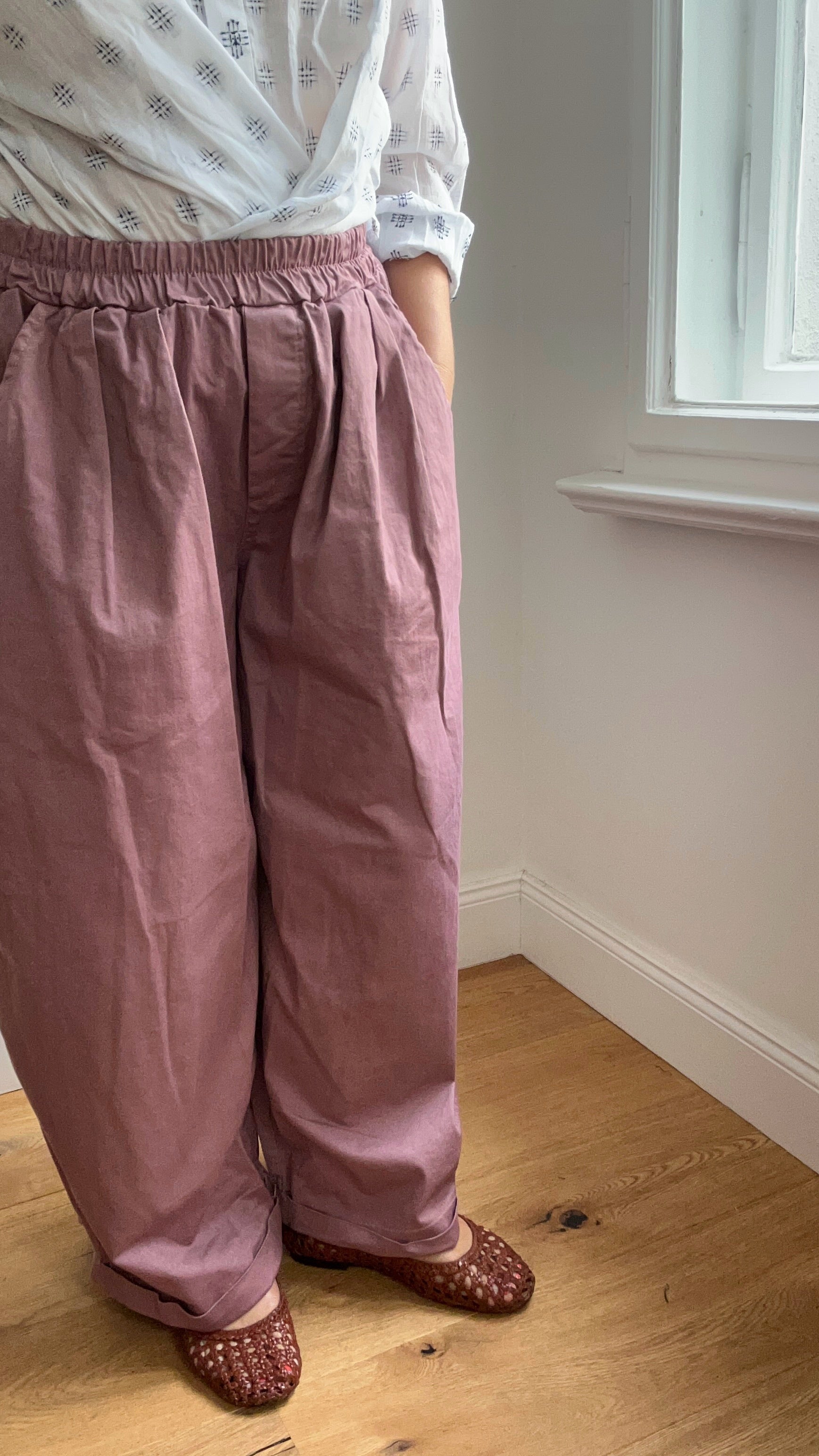 Warme Culotte Palazzo-Hose - altrosa