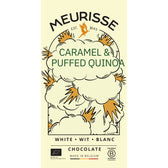 Weiße Schokolade mit gepufftem Quinoa und Karamell - 100 g