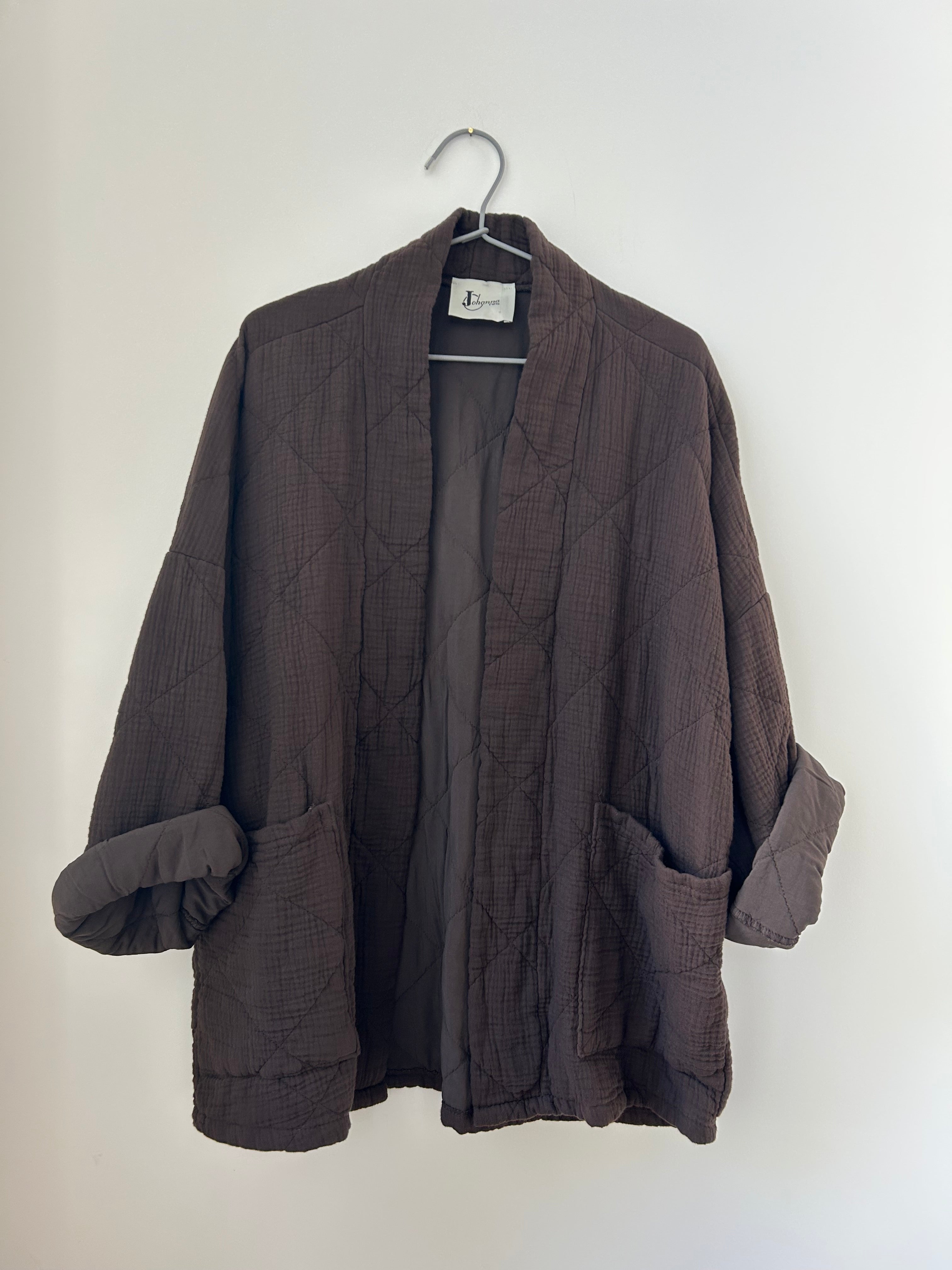 Lange Kimono-Jacke - braun