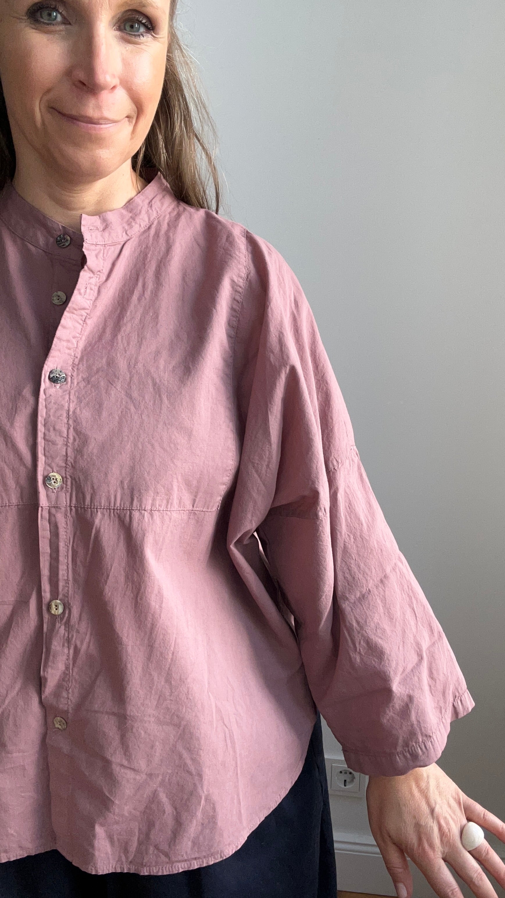 Schlichte Bluse zum Durchknöpfen – altrosa