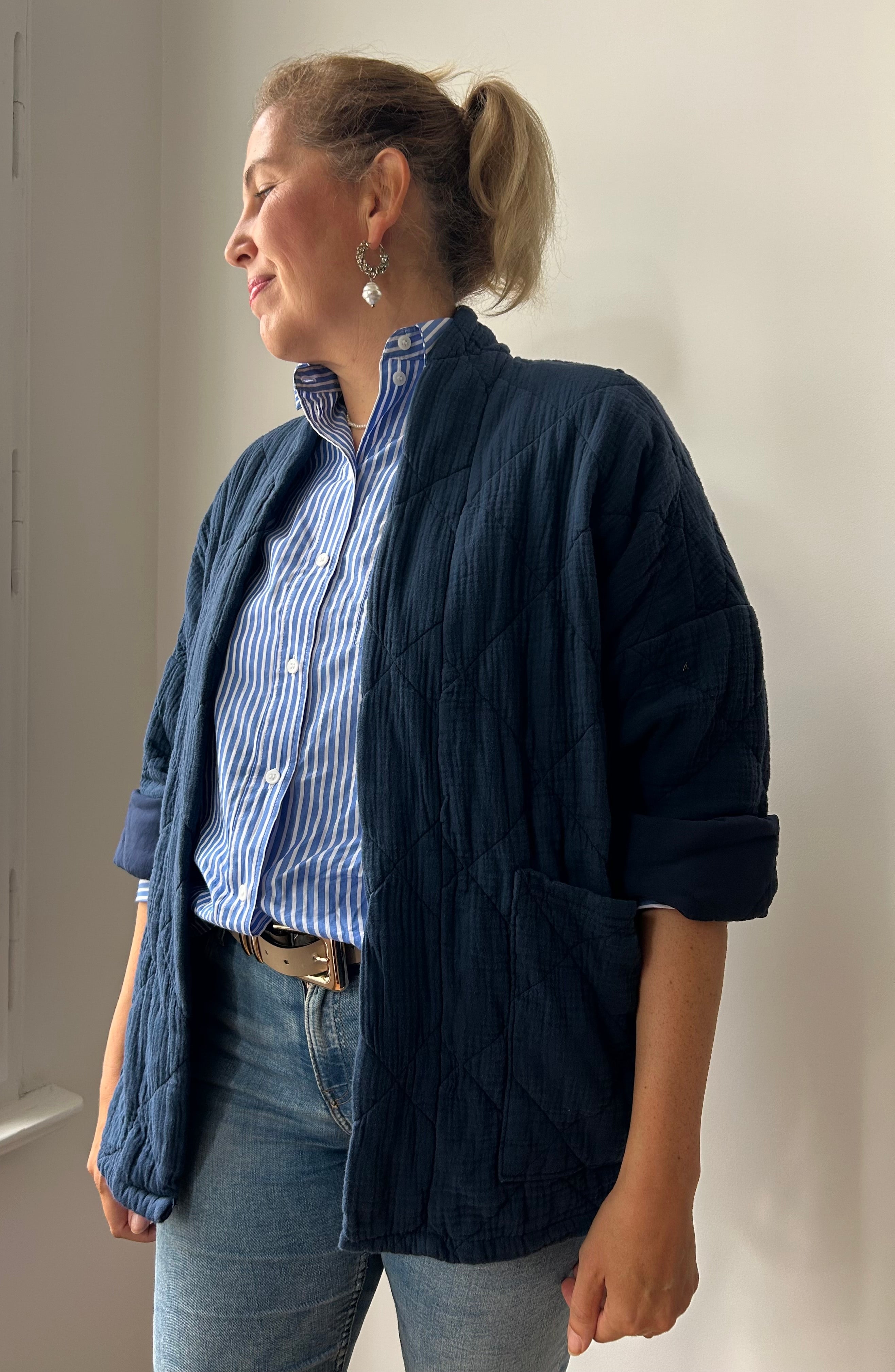 Lange Kimono-Jacke - dunkelblau