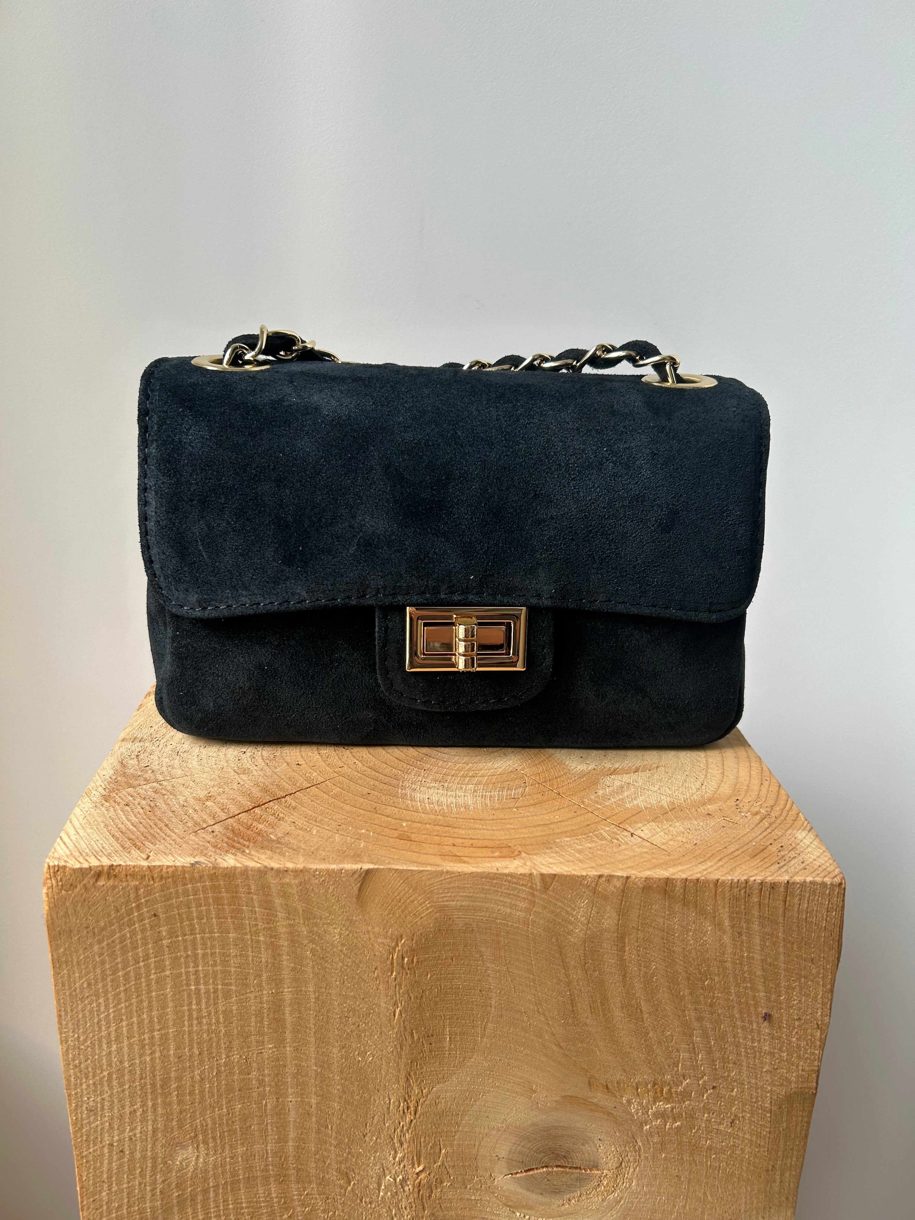 kleine Handtasche aus Wildleder - schwarz