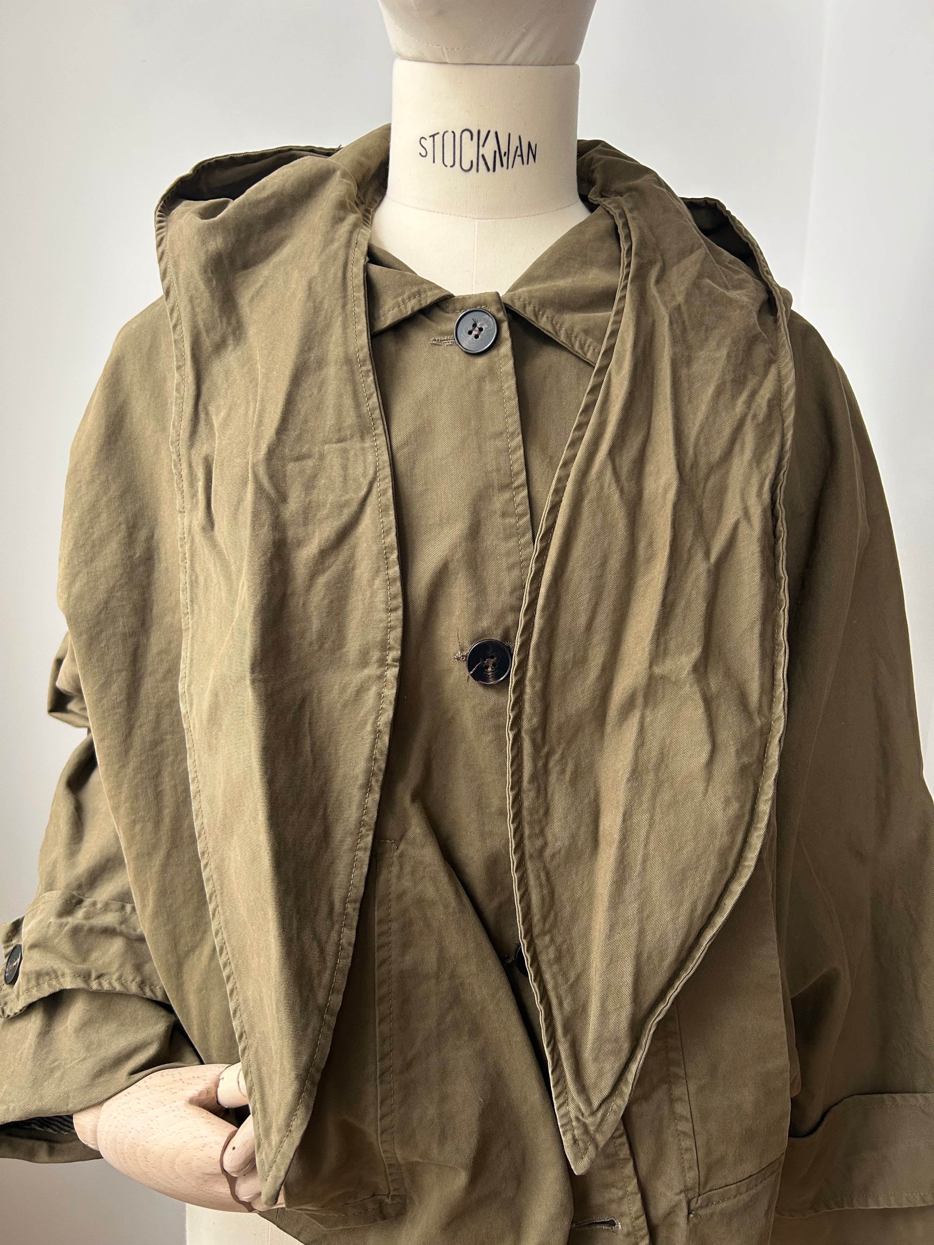 Jacke mit Kapuzenschal zum Knoten - khaki-braun