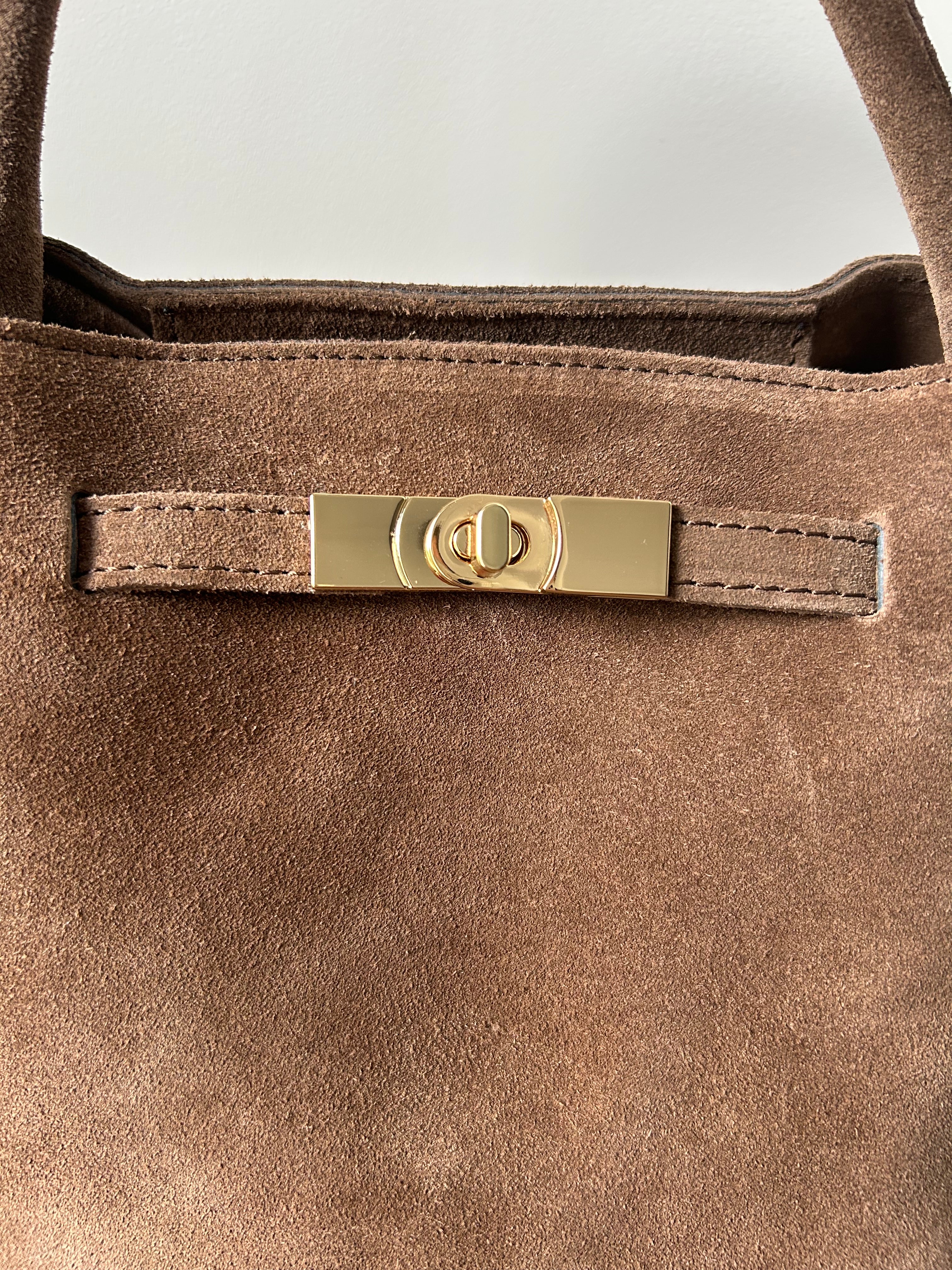 große Handtasche aus Wildleder - sandbraun