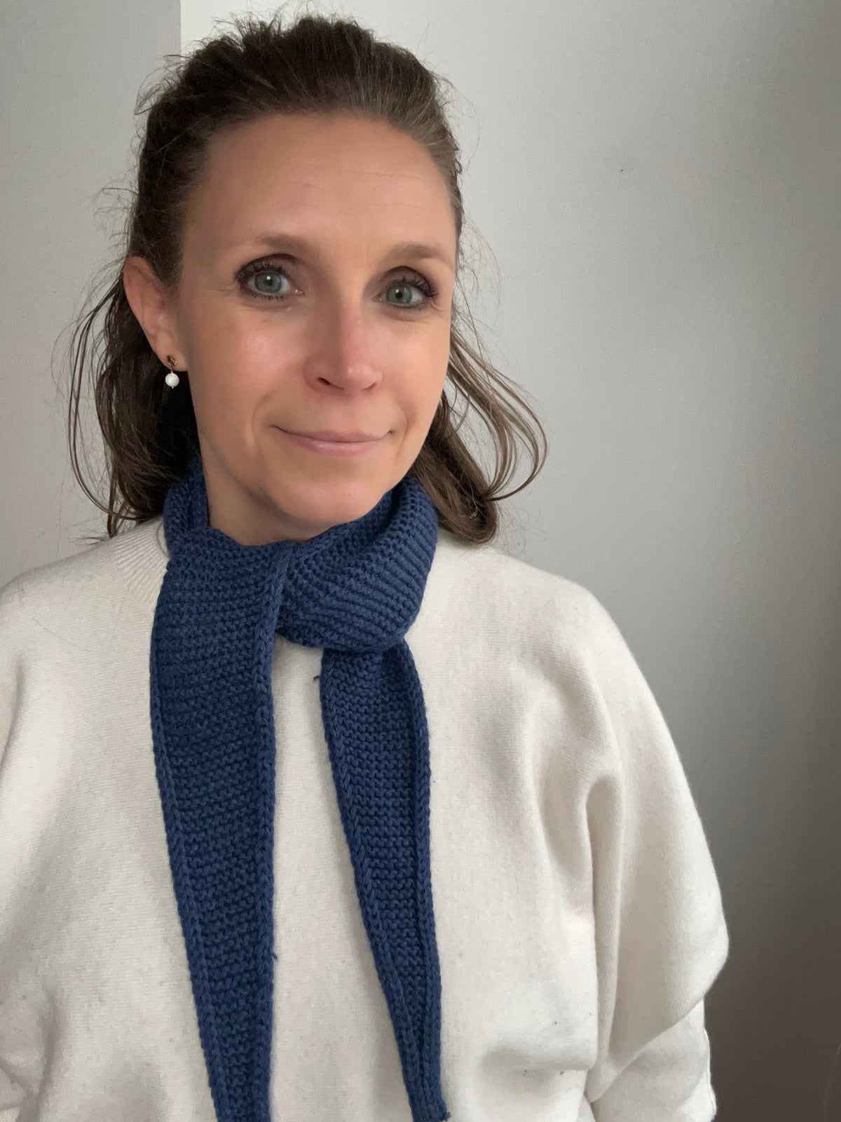 Kleiner Strickschal - Jeansblau