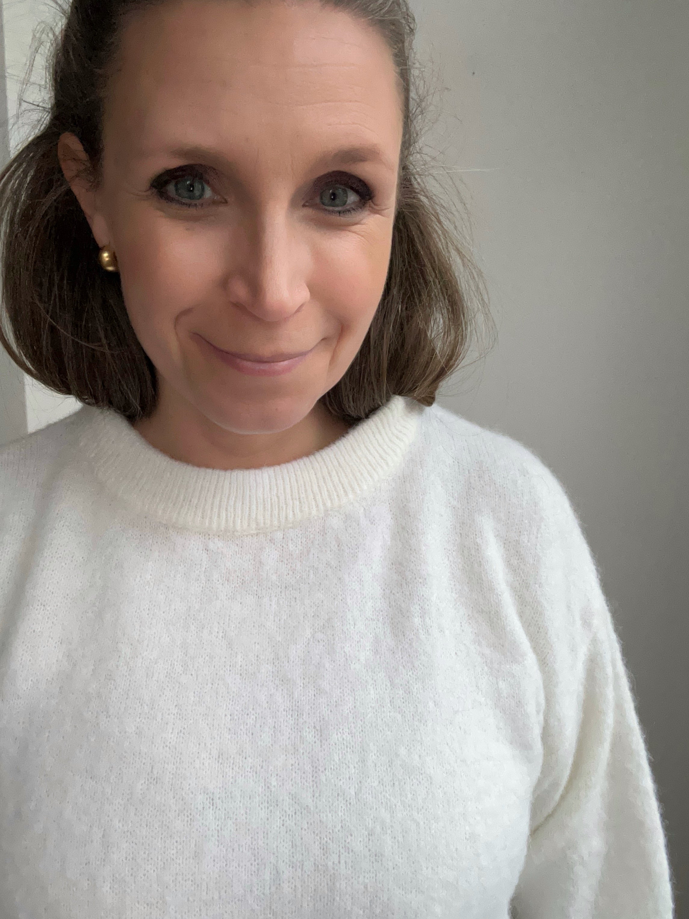 Rundhals-Pullover weiss