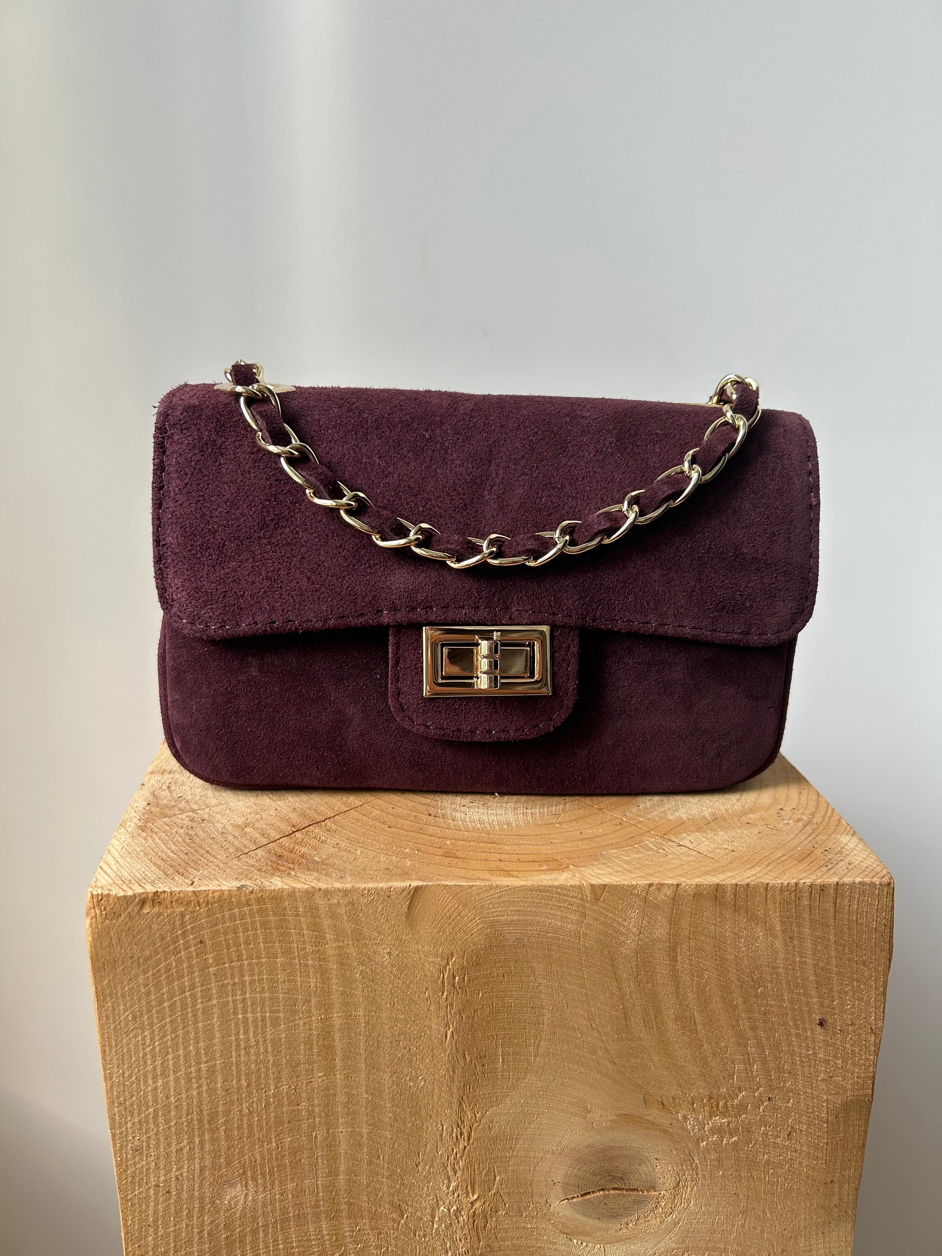 kleine Handtasche aus Wildleder - burgundy