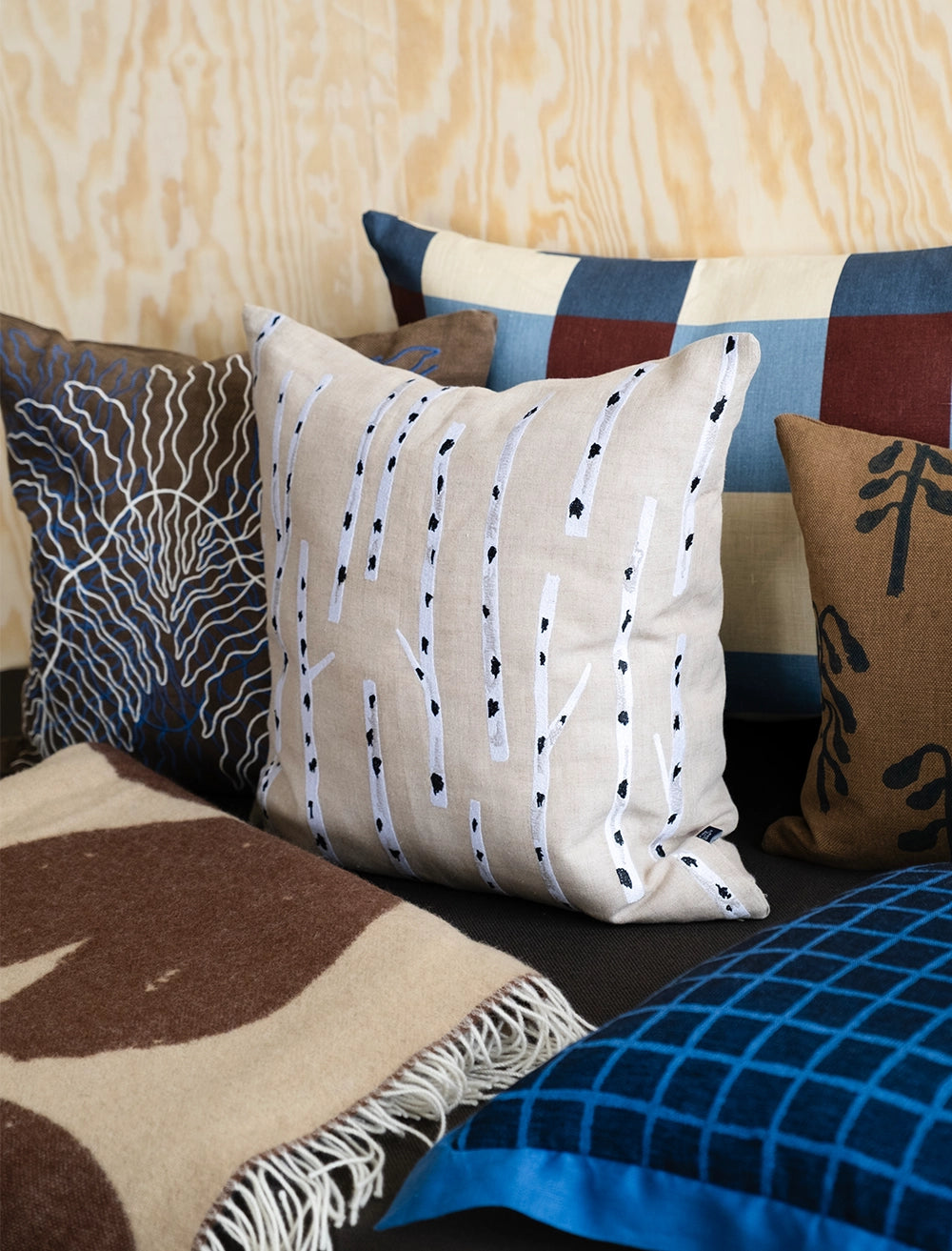 Kissenbezug Birke bestickt