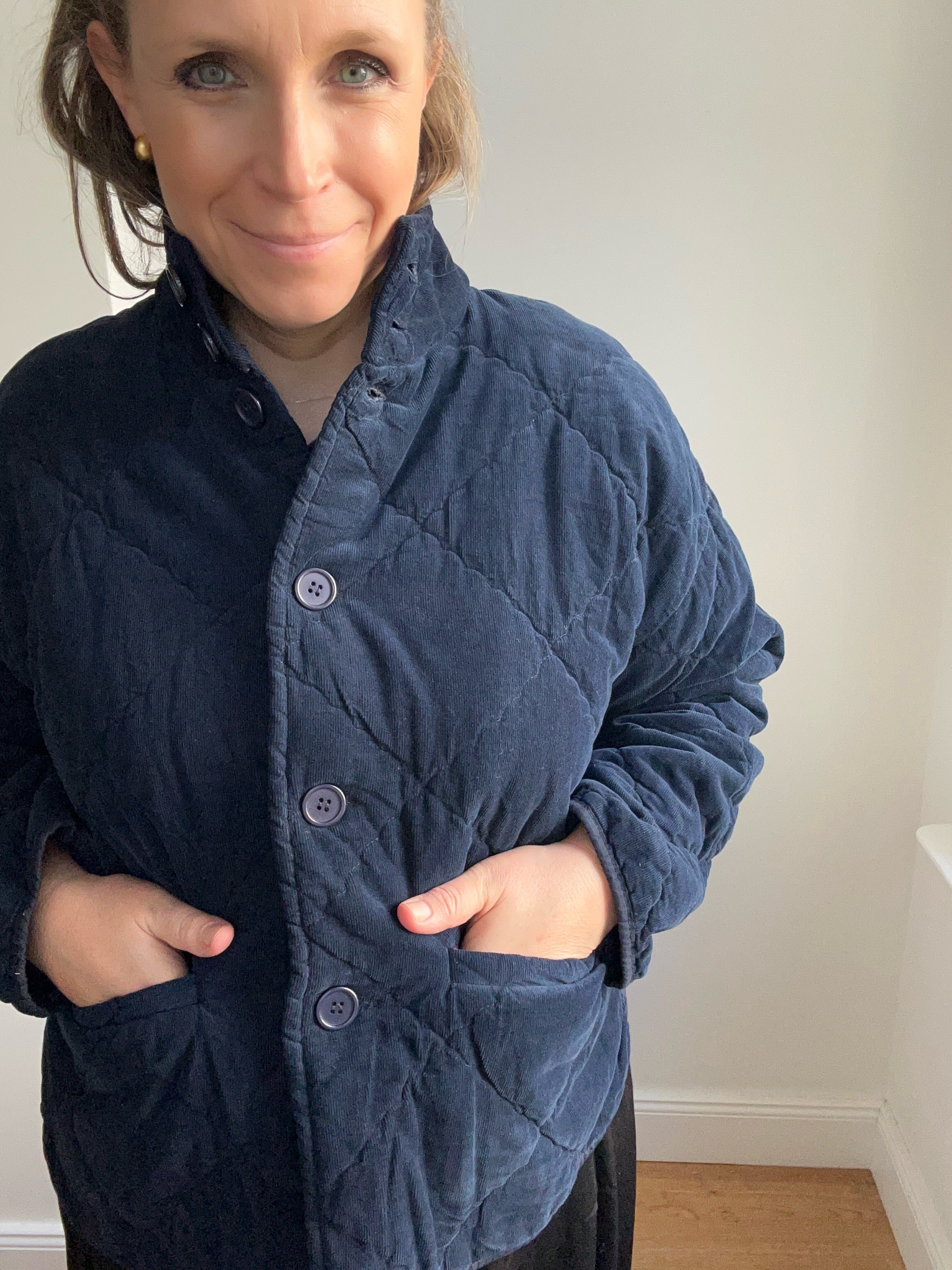 Steppjacke aus Babycord - navy