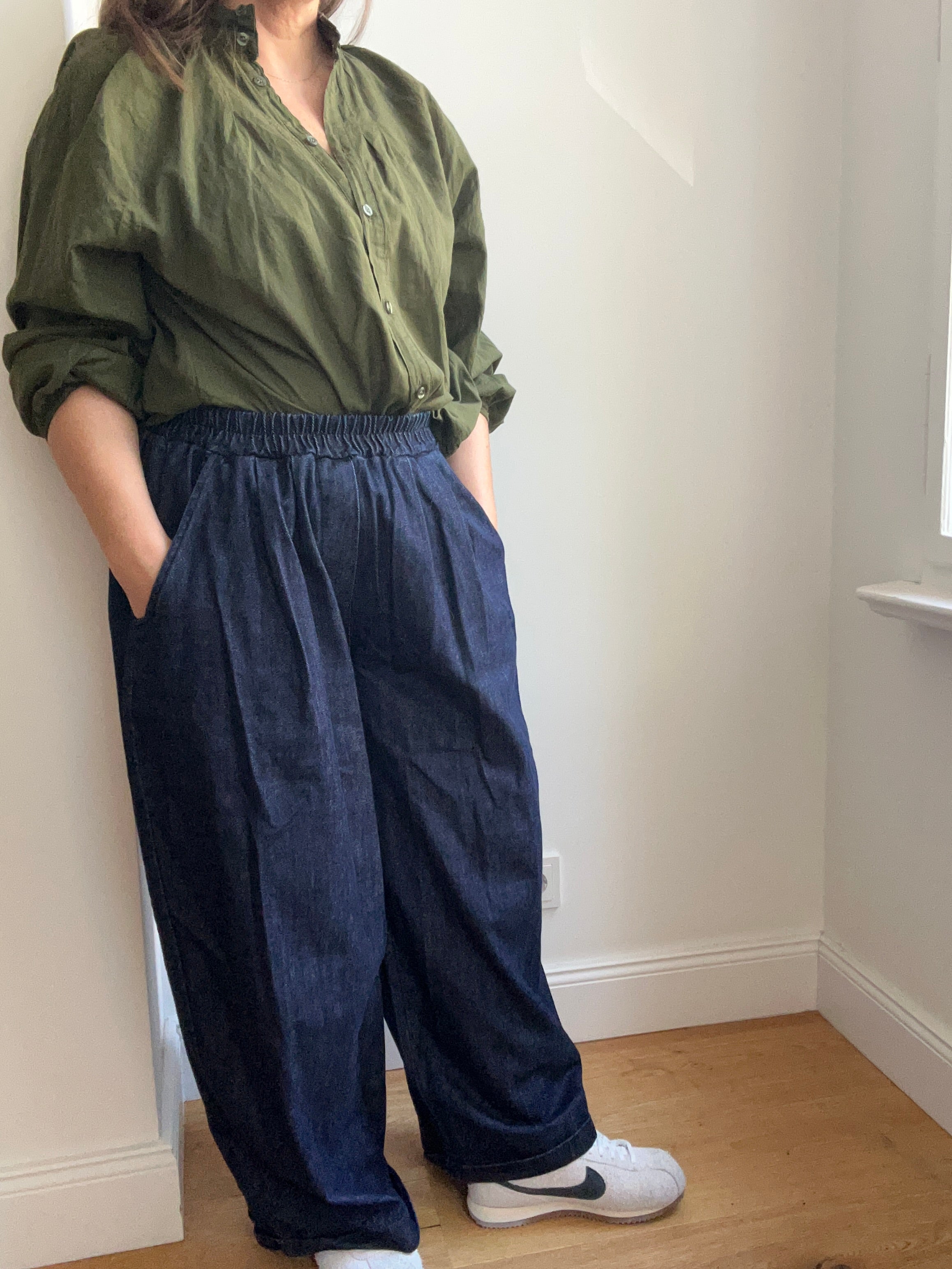 Warme Culotte Palazzo-Hose - Dark Denim