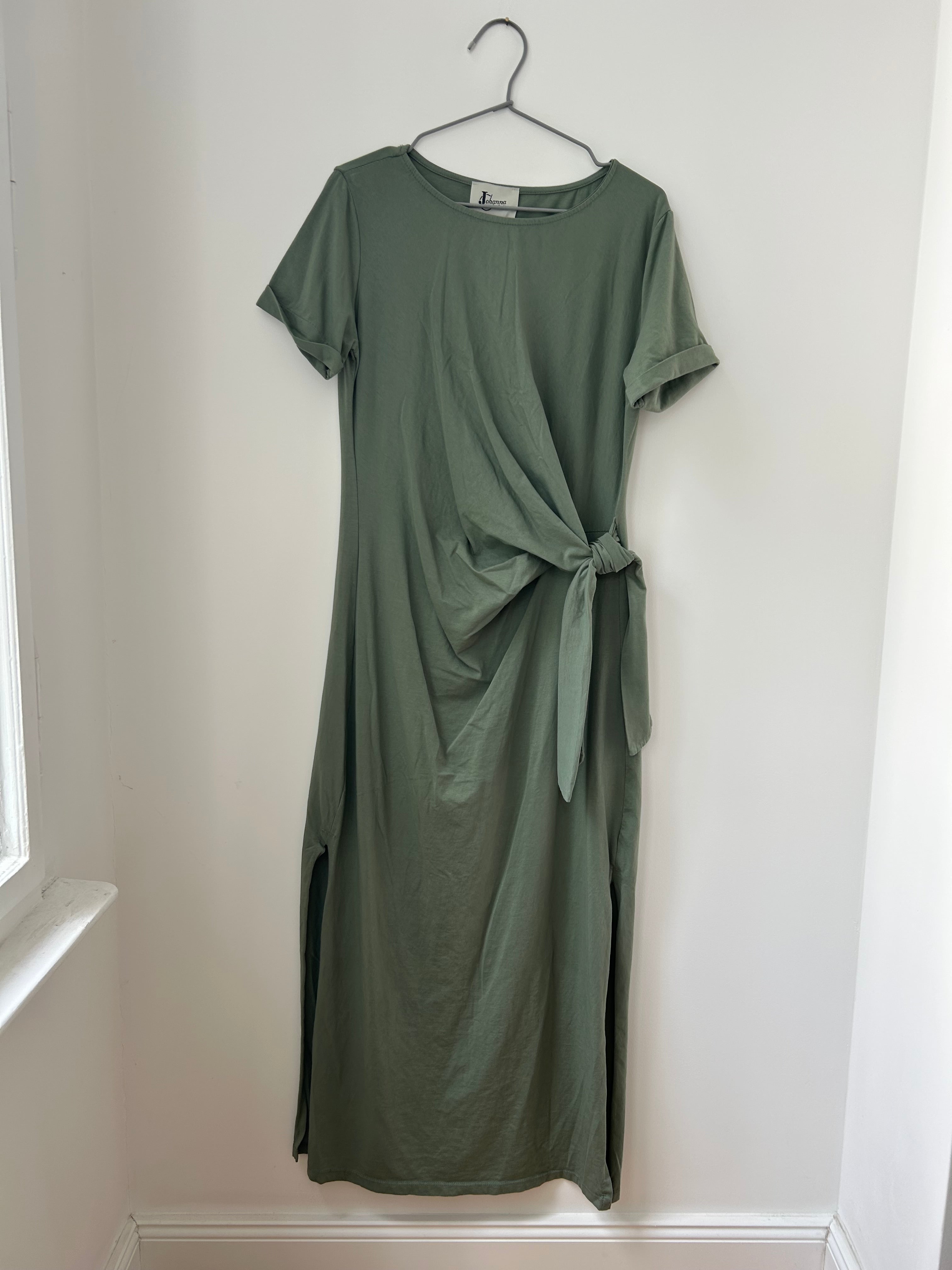 Jerseykleid mit Knoten - khaki