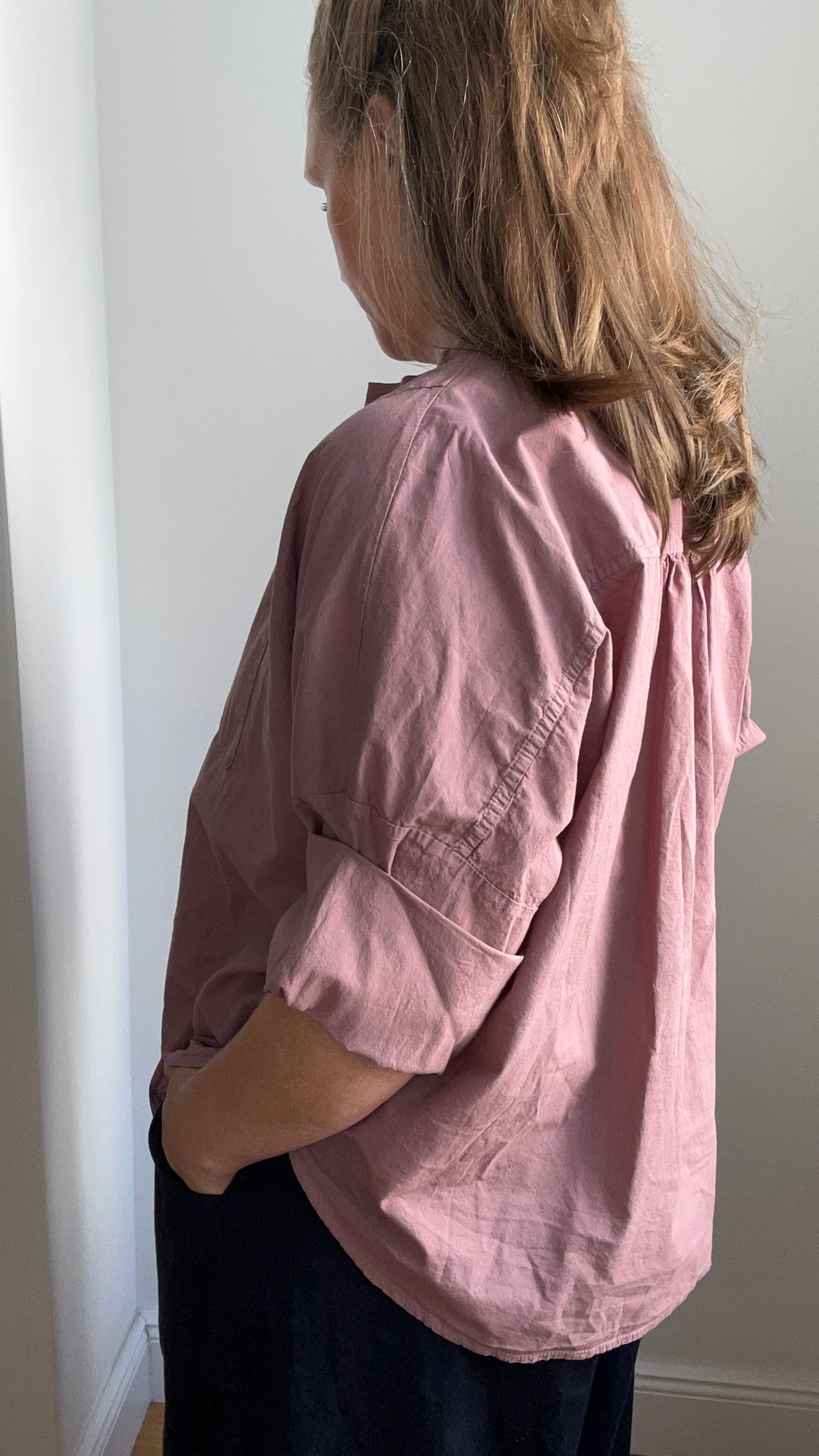 Schlichte Bluse zum Durchknöpfen – altrosa