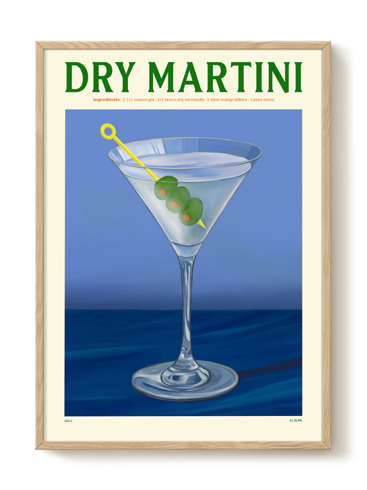 Frontalansicht des Dry Martini Posters als minimalistischer Cocktail-Kunstdruck